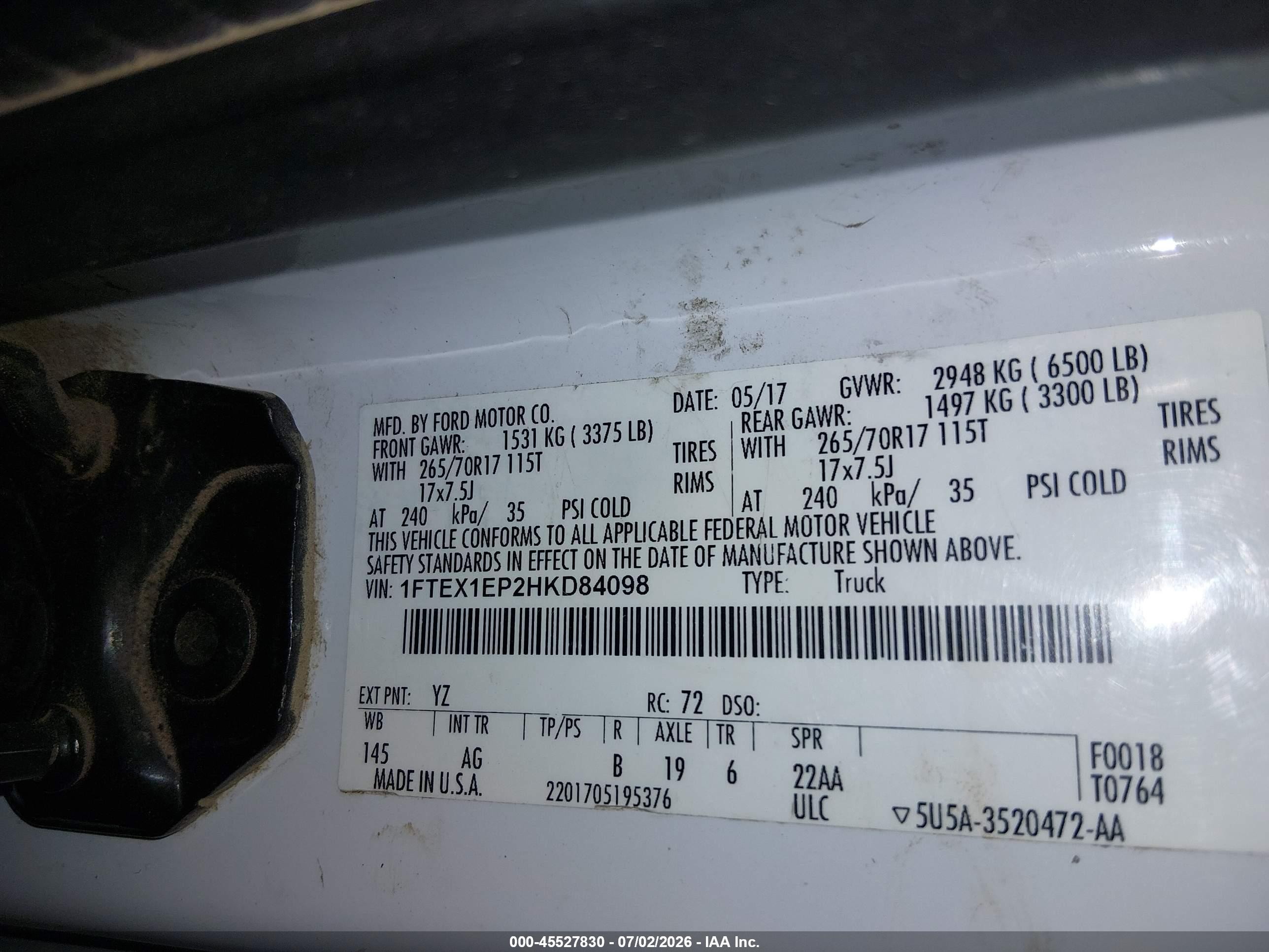 2017 Ford F-150 Xl White vin: 1FTEX1EP2HKD84098