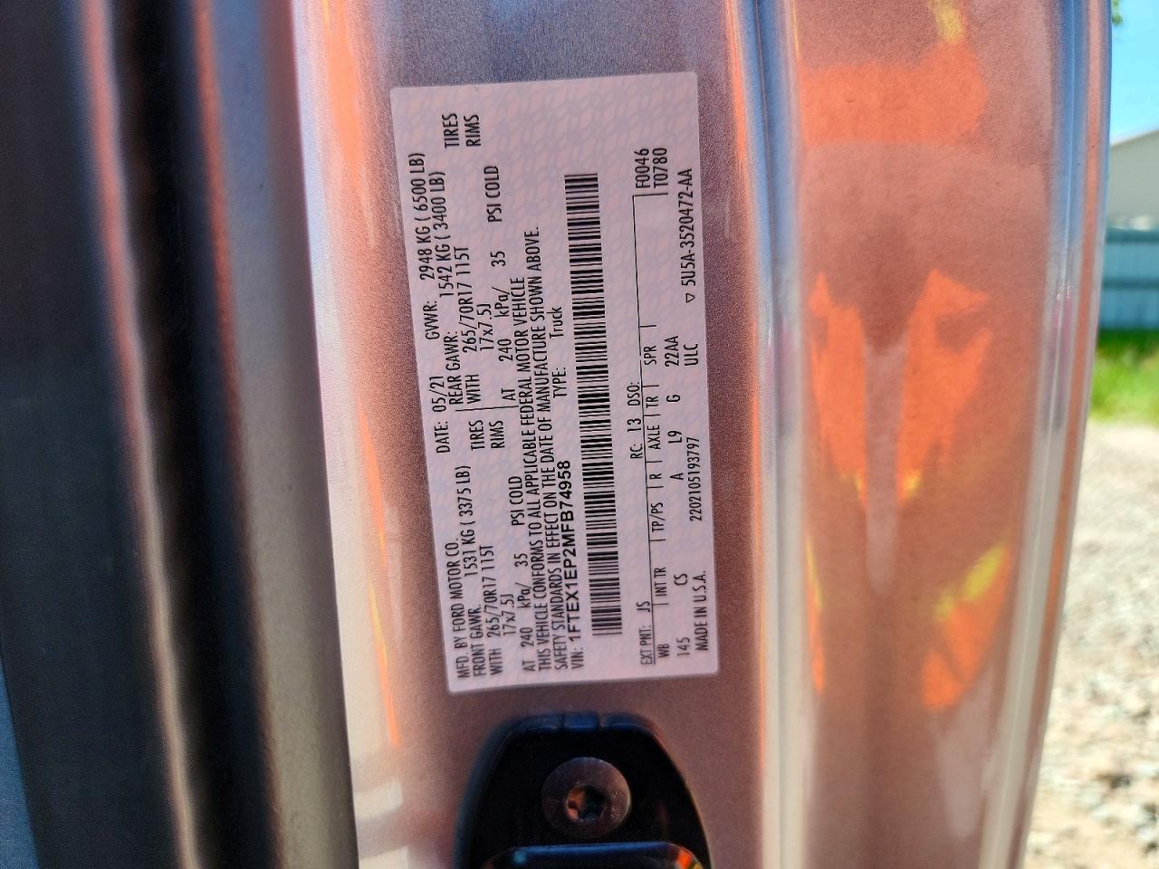 2021 Ford F150 Super Cab Silver vin: 1FTEX1EP2MFB74958