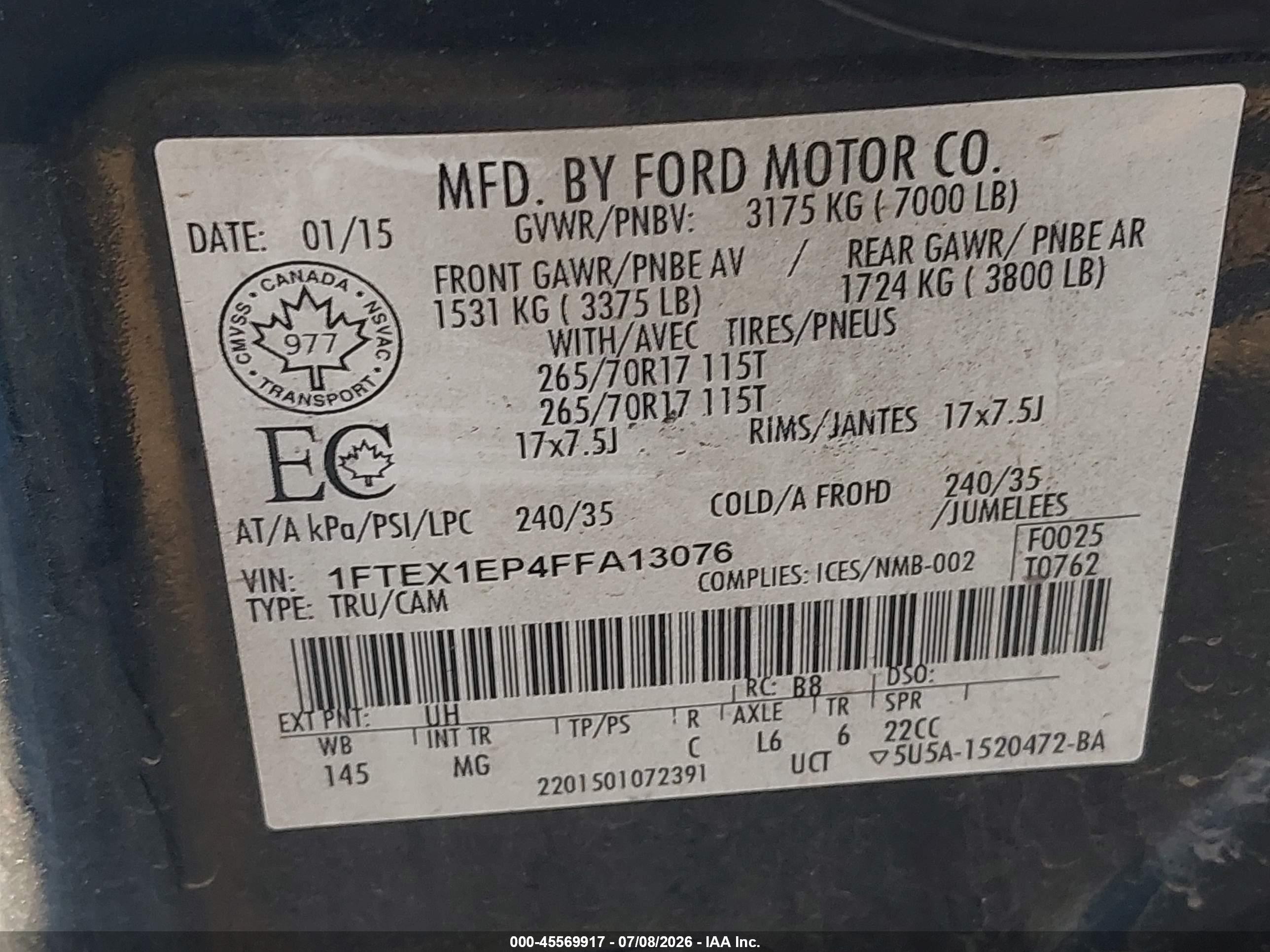 2015 Ford F-150 Xlt Черный vin: 1FTEX1EP4FFA13076