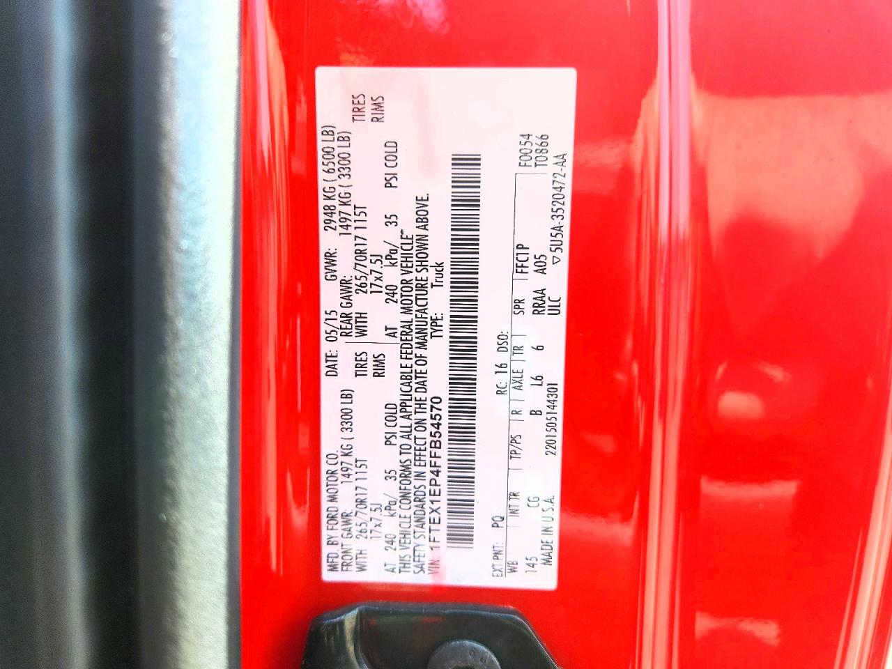 2015 Ford F150 Super Cab Red vin: 1FTEX1EP4FFB54570