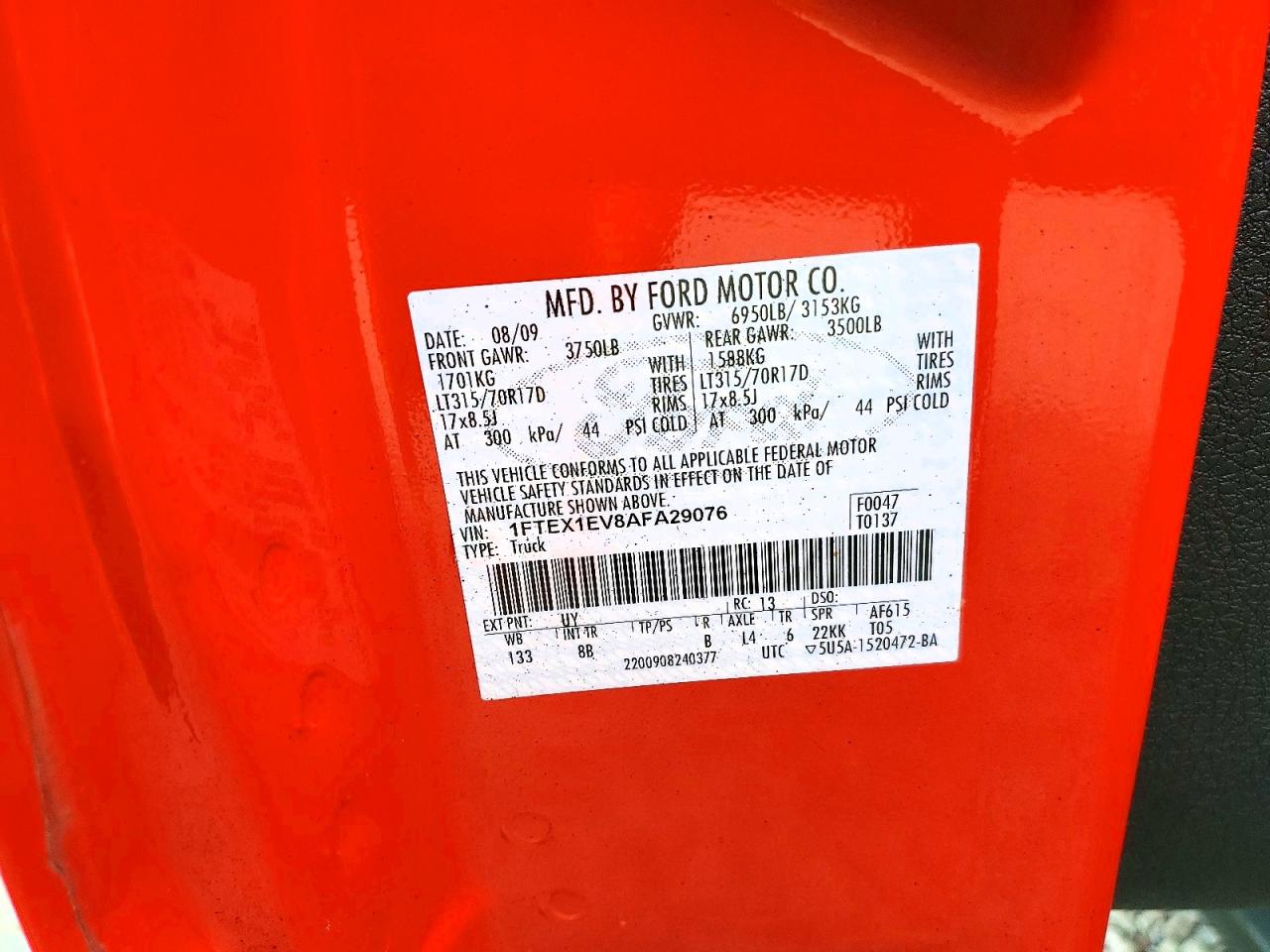 2010 Ford F150 Super Cab Red vin: 1FTEX1EV8AFA29076