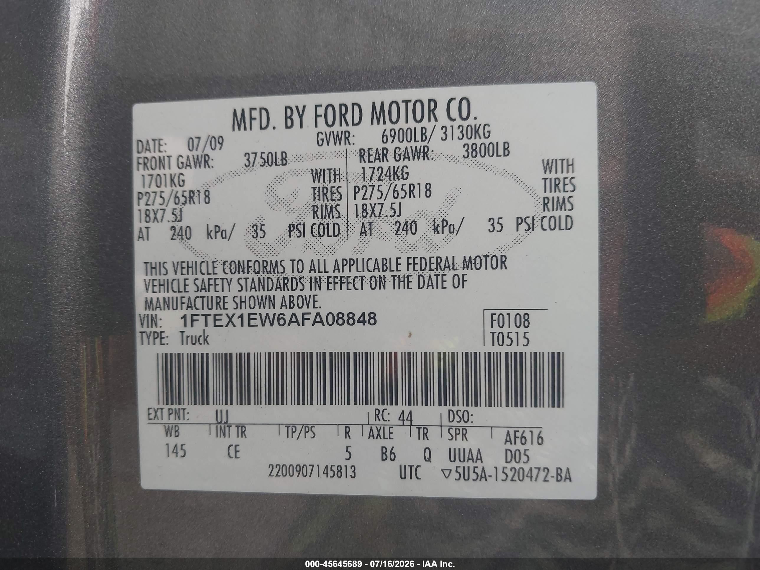2010 Ford F-150 Stx/xl Gray vin: 1FTEX1EW6AFA08848