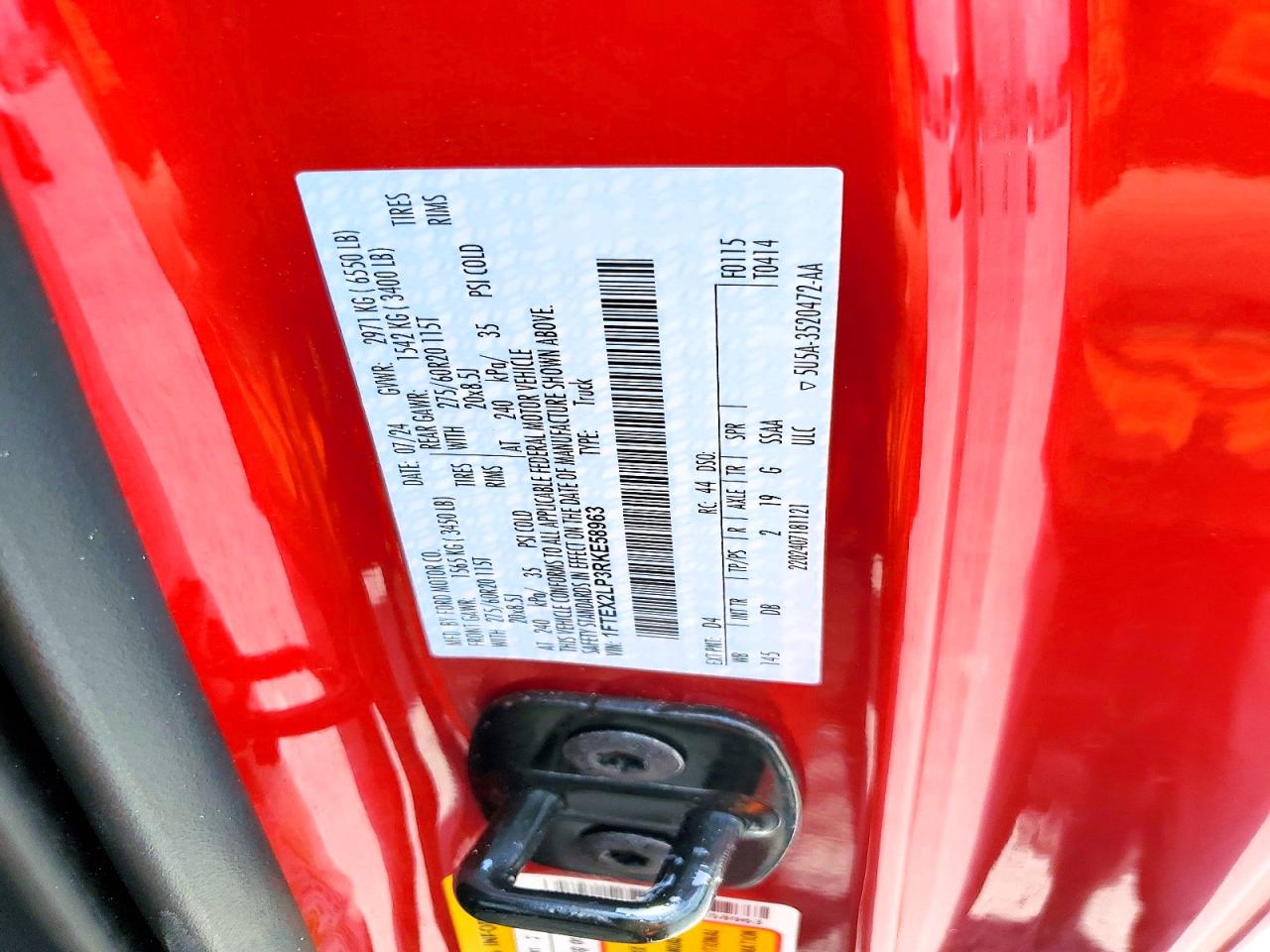 2024 Ford F150 Stx Red vin: 1FTEX2LP3RKE58963
