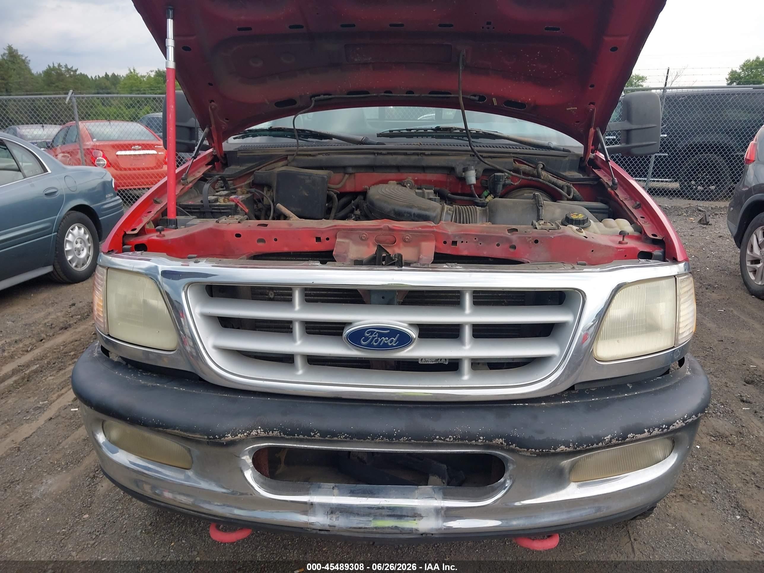 1997 Ford F-250 Standard Lariat/standard/xl/xlt Red vin: 1FTFF2862VNB56614