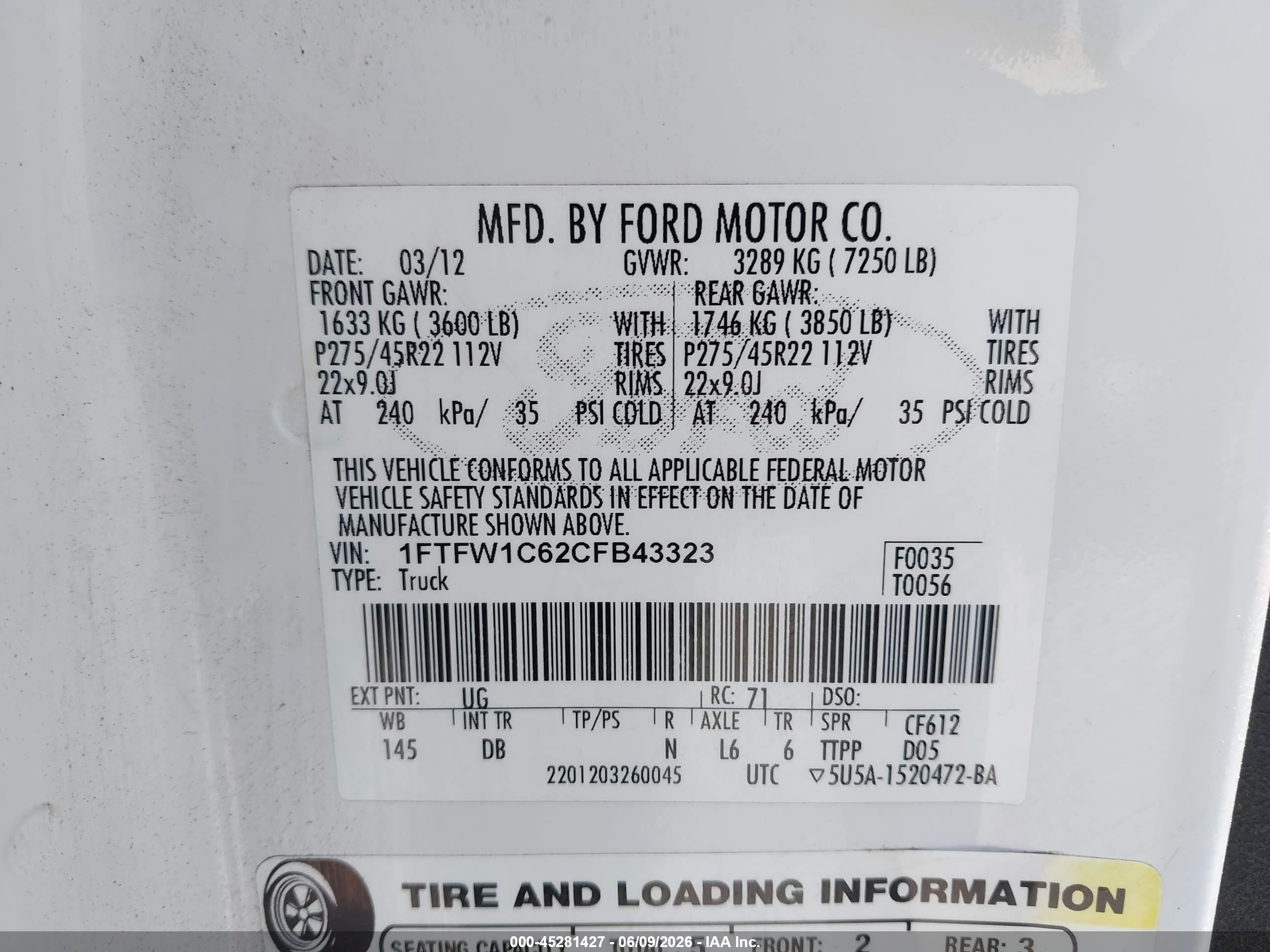 2012 Ford F-150 Harley-davidson White vin: 1FTFW1C62CFB43323