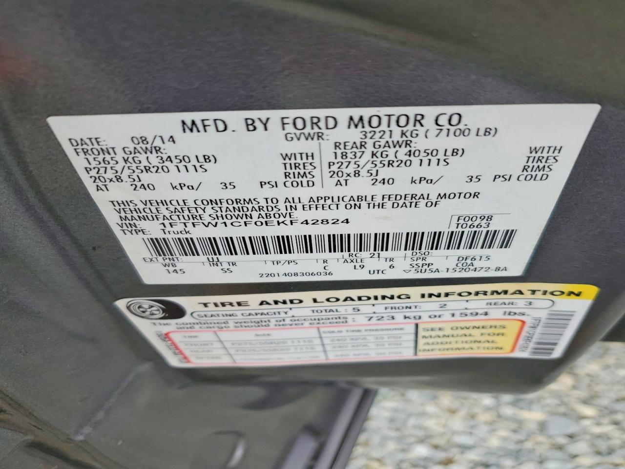 2014 Ford F150 Supercrew Gray vin: 1FTFW1CF0EKF42824