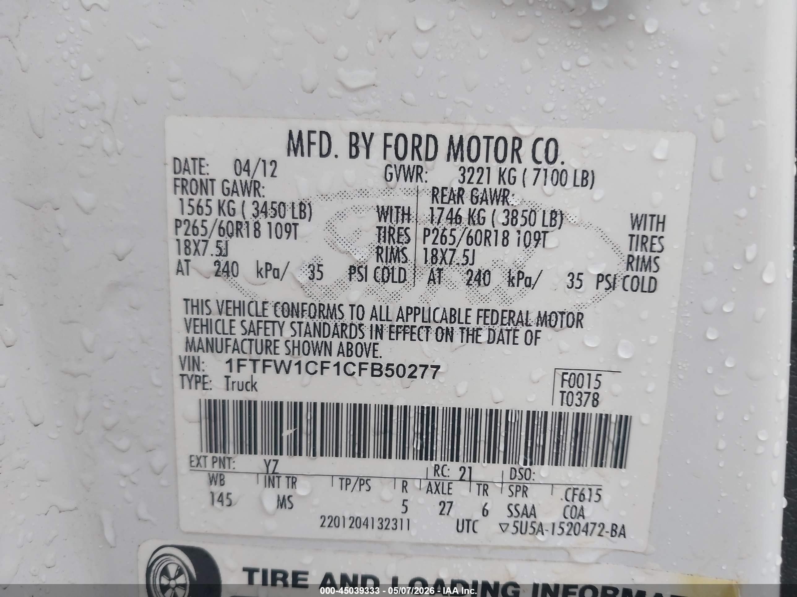 2012 Ford F-150 Xlt White vin: 1FTFW1CF1CFB50277
