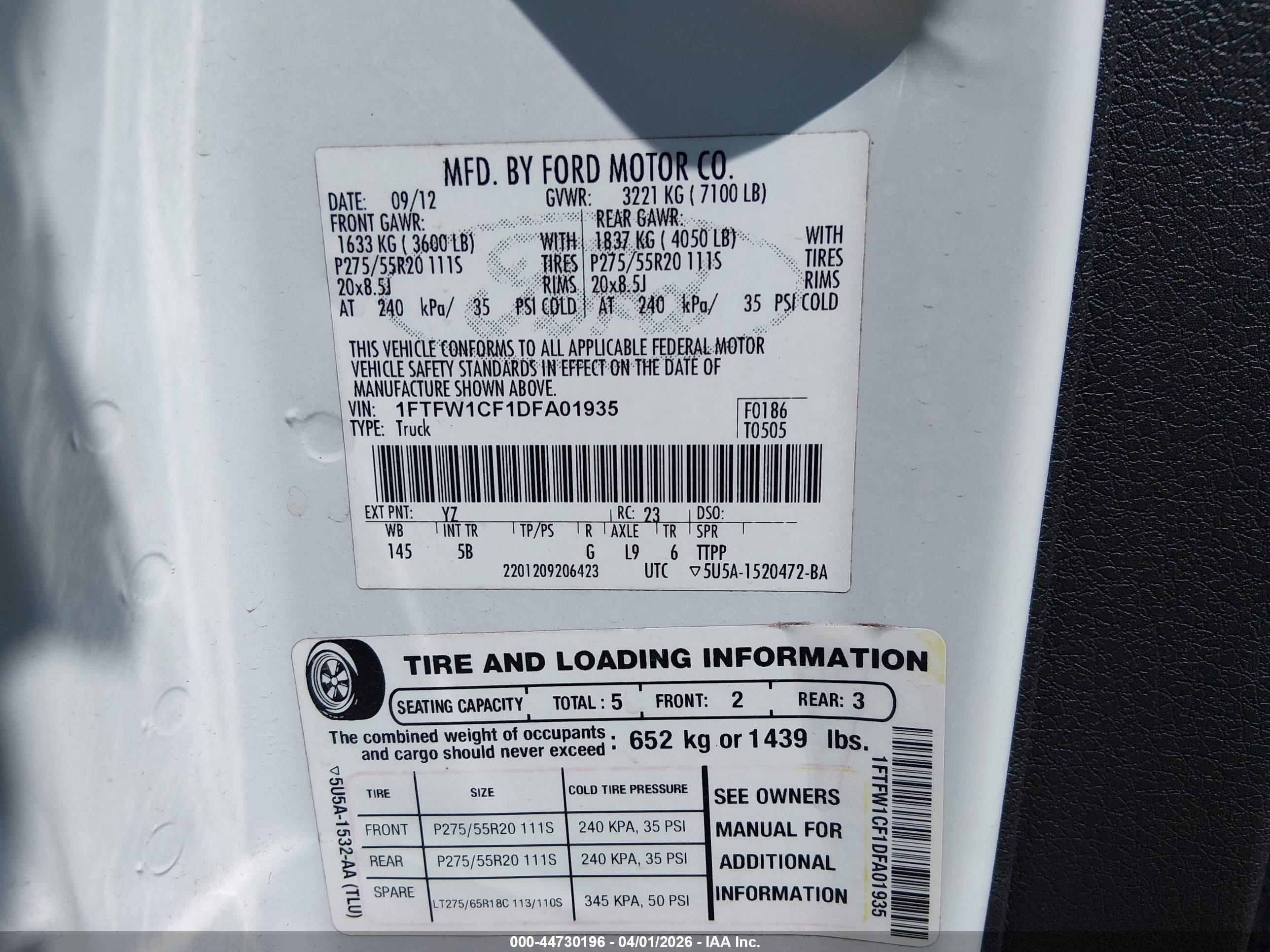 2013 Ford F-150 Fx2 White vin: 1FTFW1CF1DFA01935