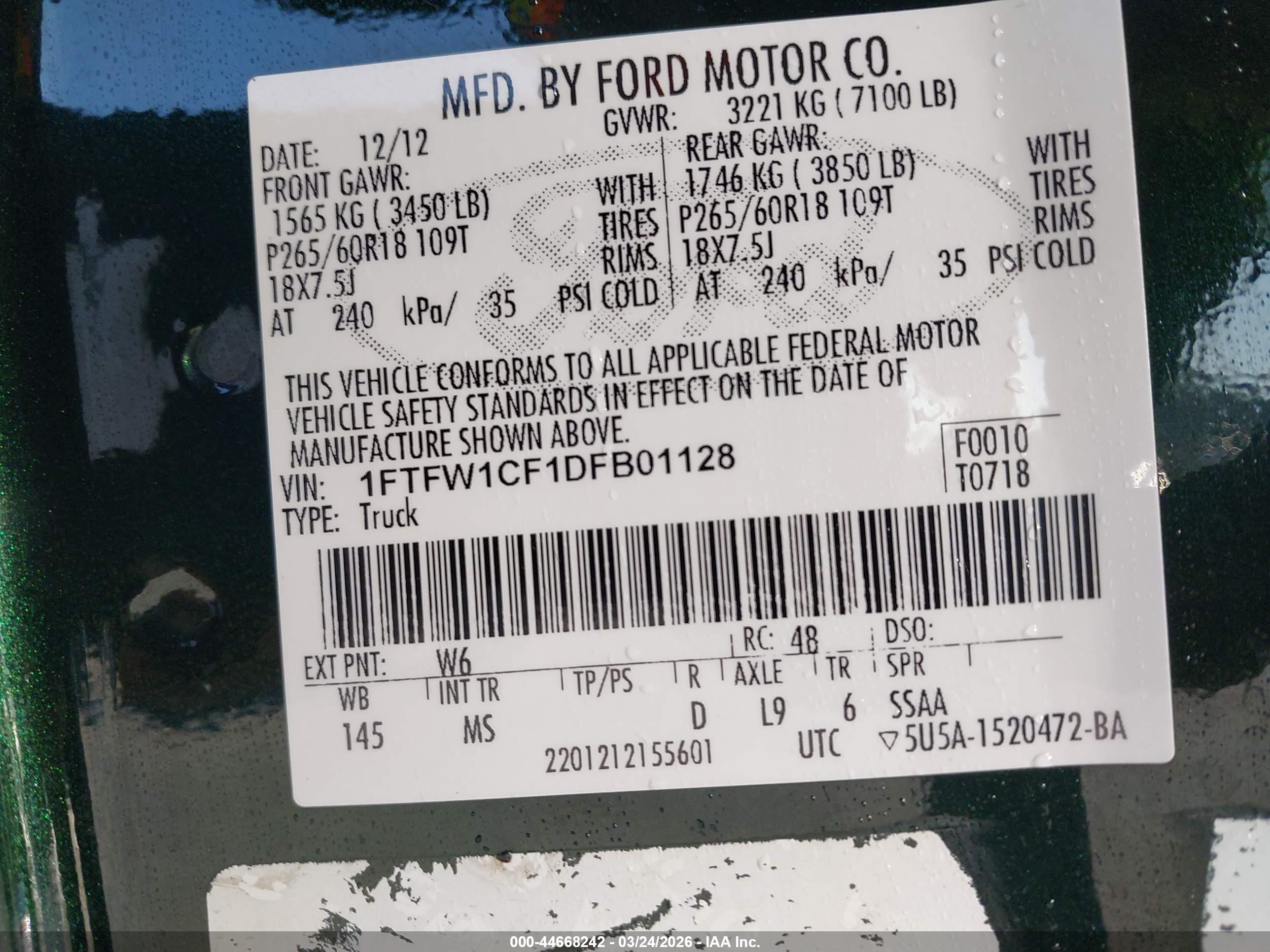 2013 Ford F-150 Xlt Black vin: 1FTFW1CF1DFB01128