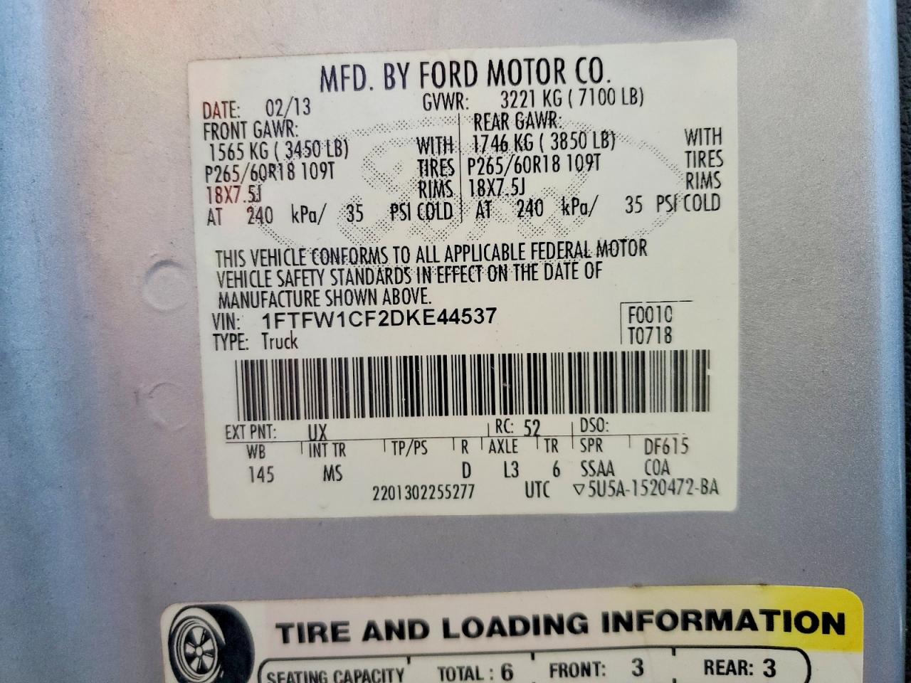 2013 Ford F150 Supercrew Silver vin: 1FTFW1CF2DKE44537