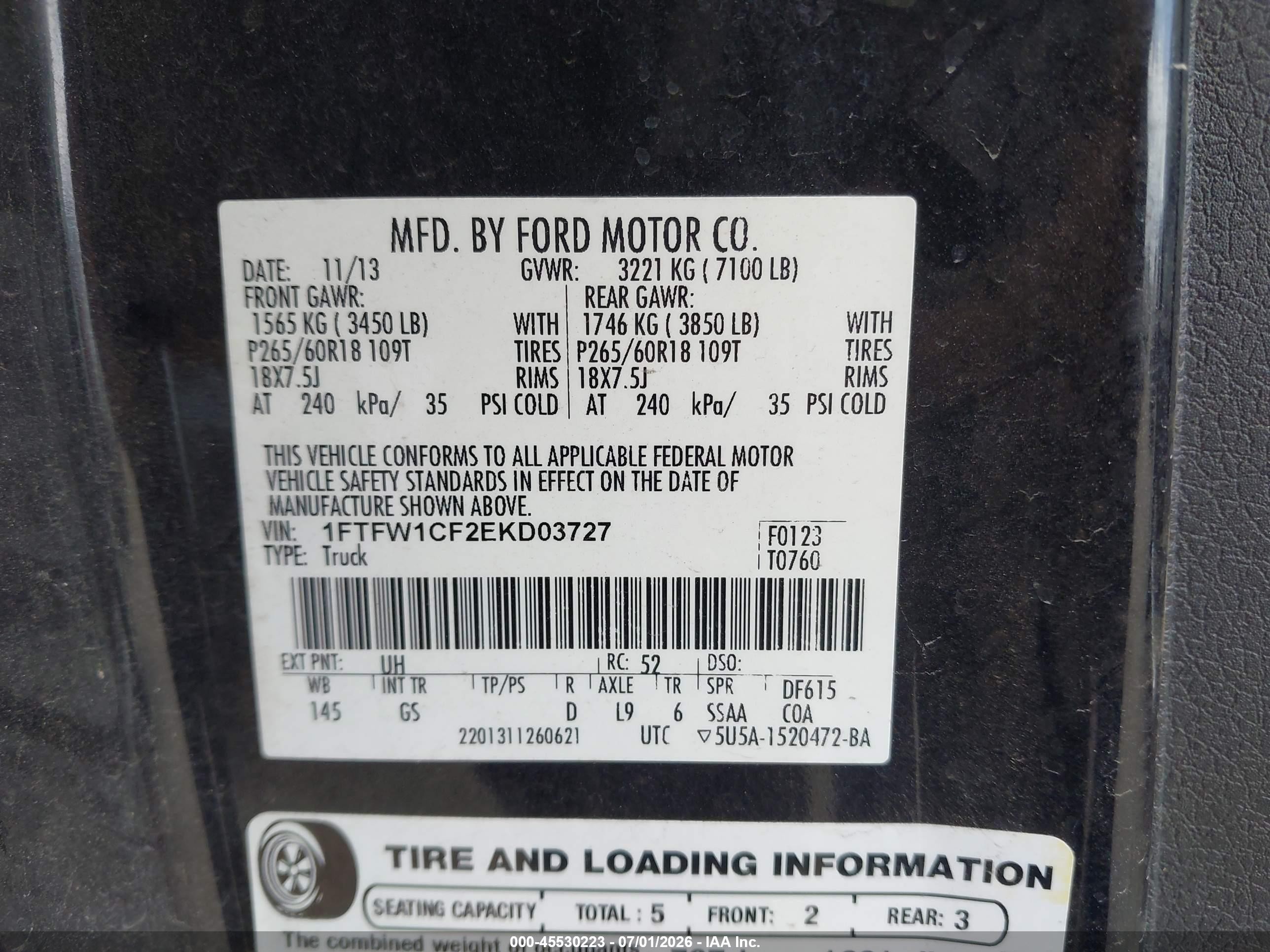 2014 Ford F-150 Xlt Black vin: 1FTFW1CF2EKD03727