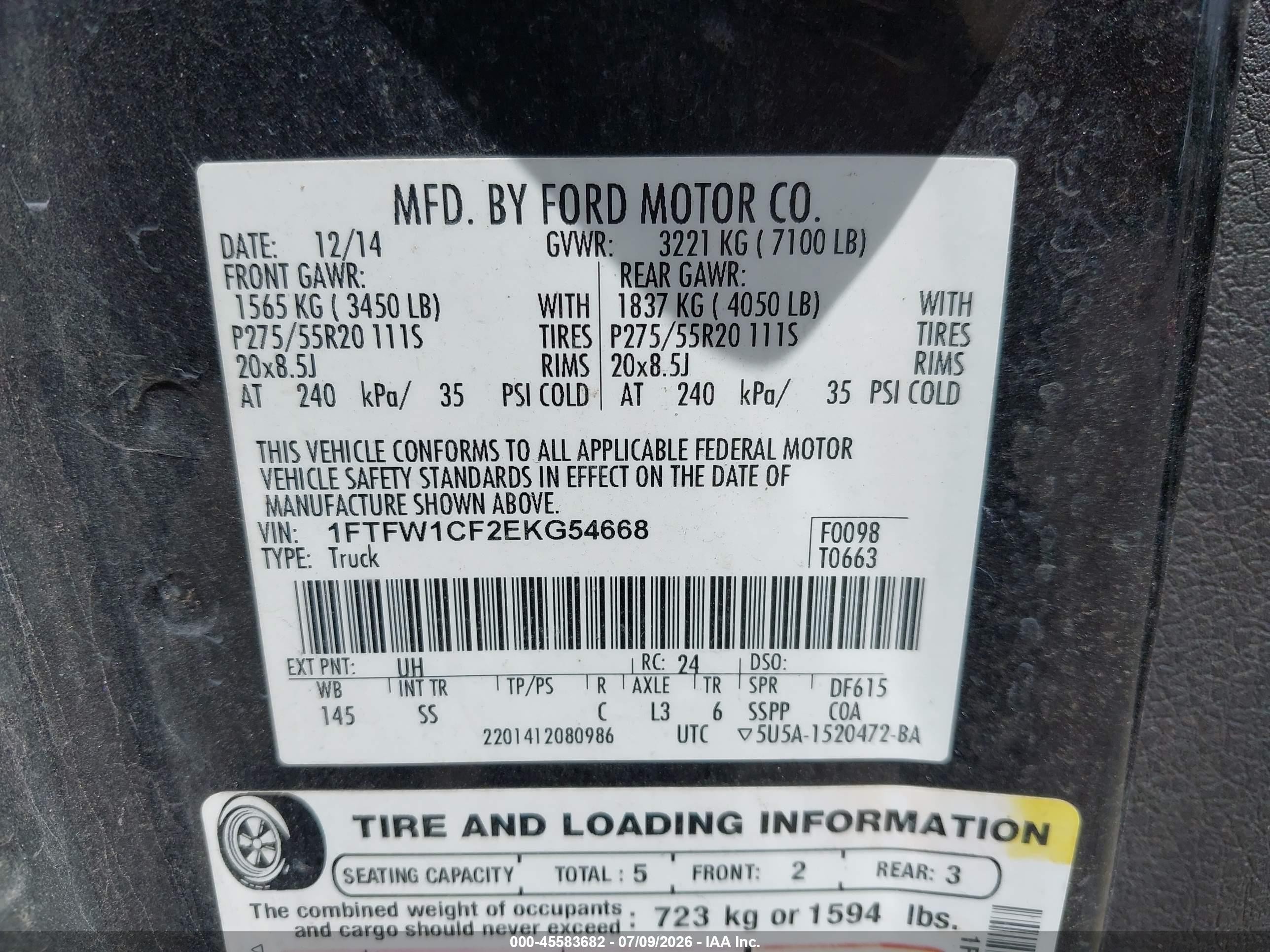 2014 Ford F-150 Stx Black vin: 1FTFW1CF2EKG54668