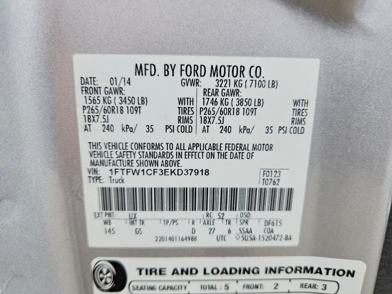 2014 Ford F150 Supercrew Серебряный vin: 1FTFW1CF3EKD37918