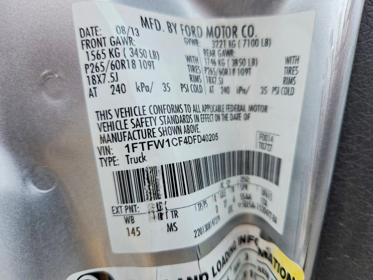 2013 Ford F150 Supercrew Silver vin: 1FTFW1CF4DFD40205
