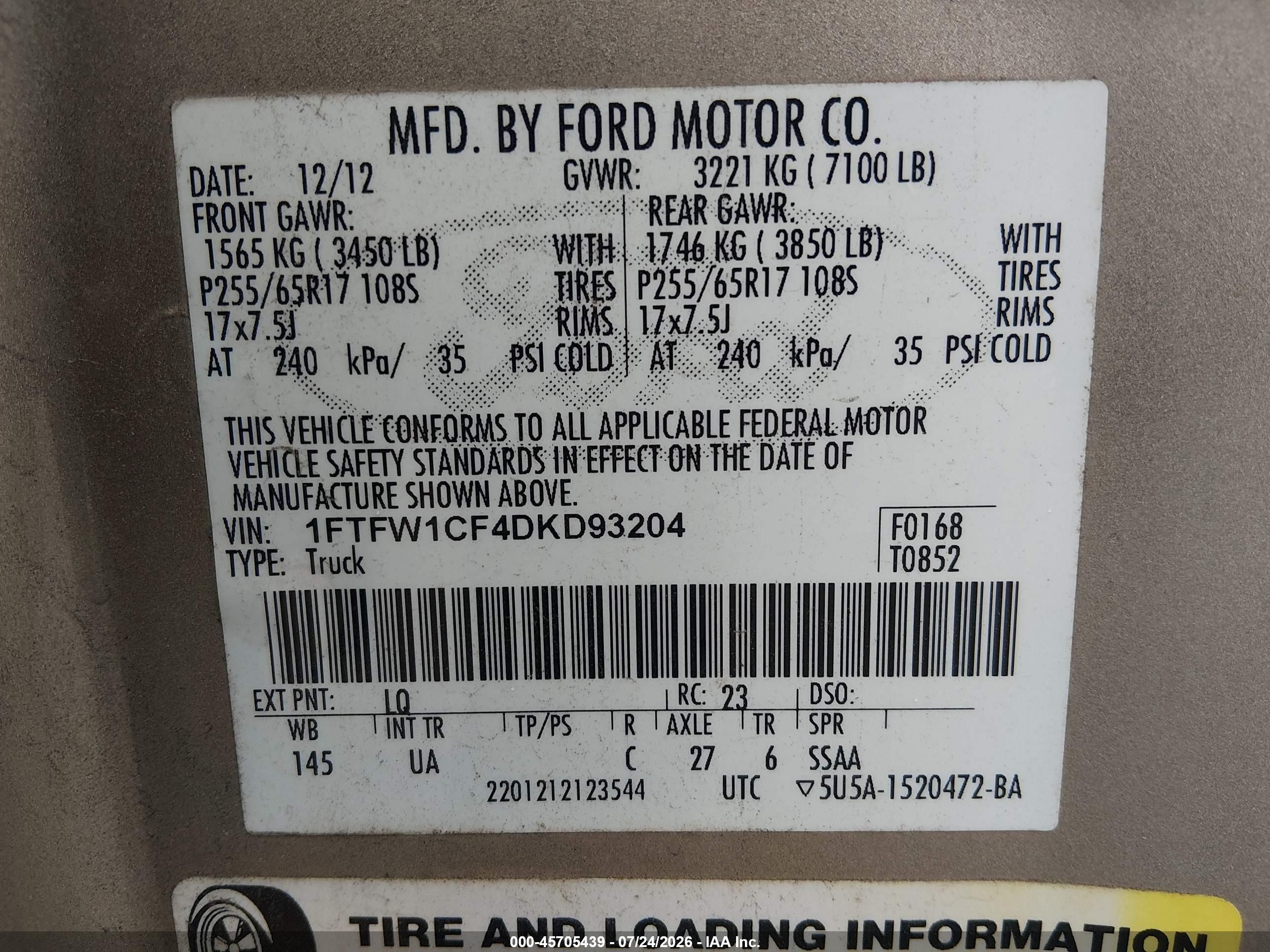 2013 Ford F-150 Xlt Beige vin: 1FTFW1CF4DKD93204