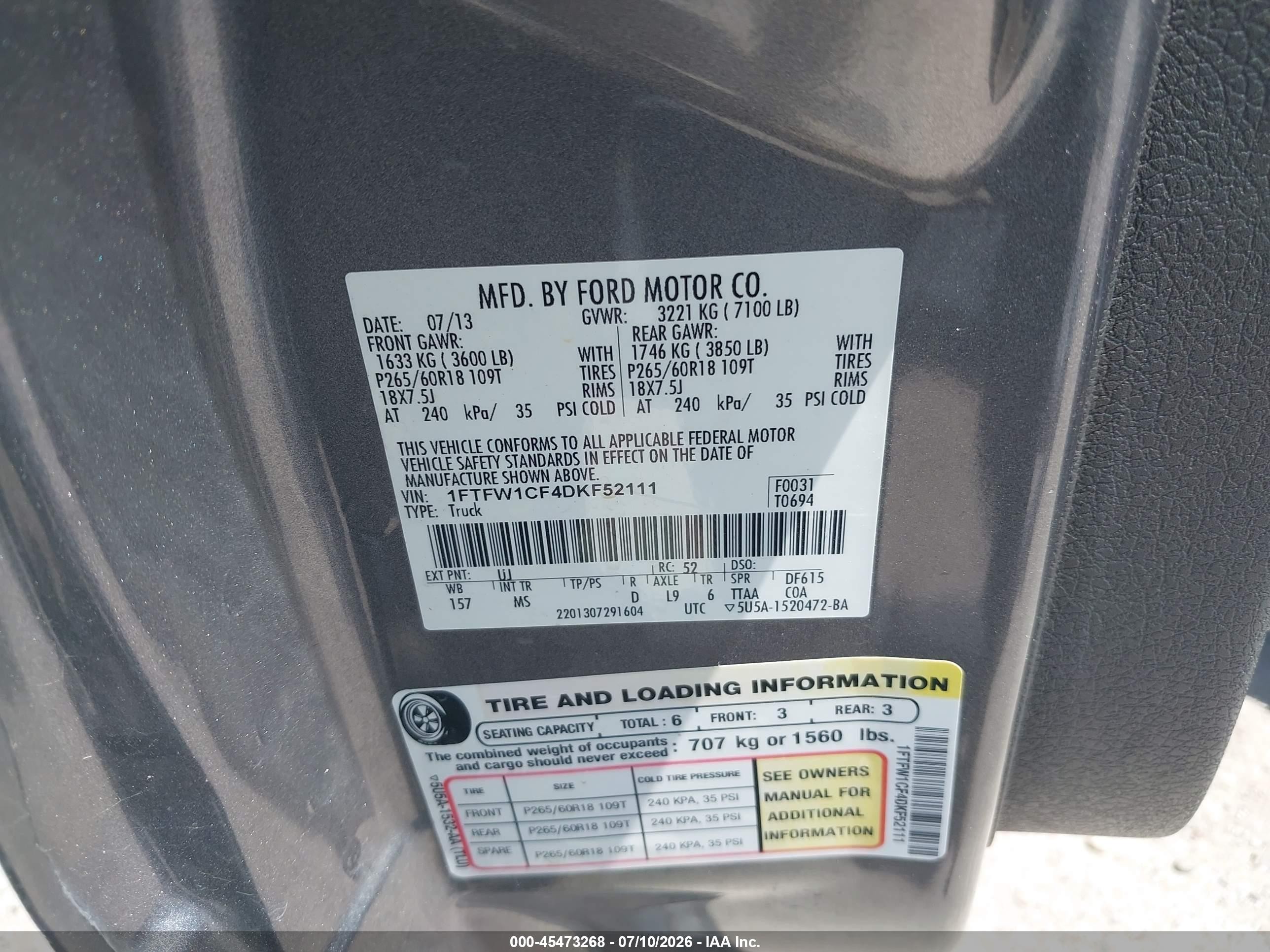 2013 Ford F-150 Xlt Gray vin: 1FTFW1CF4DKF52111