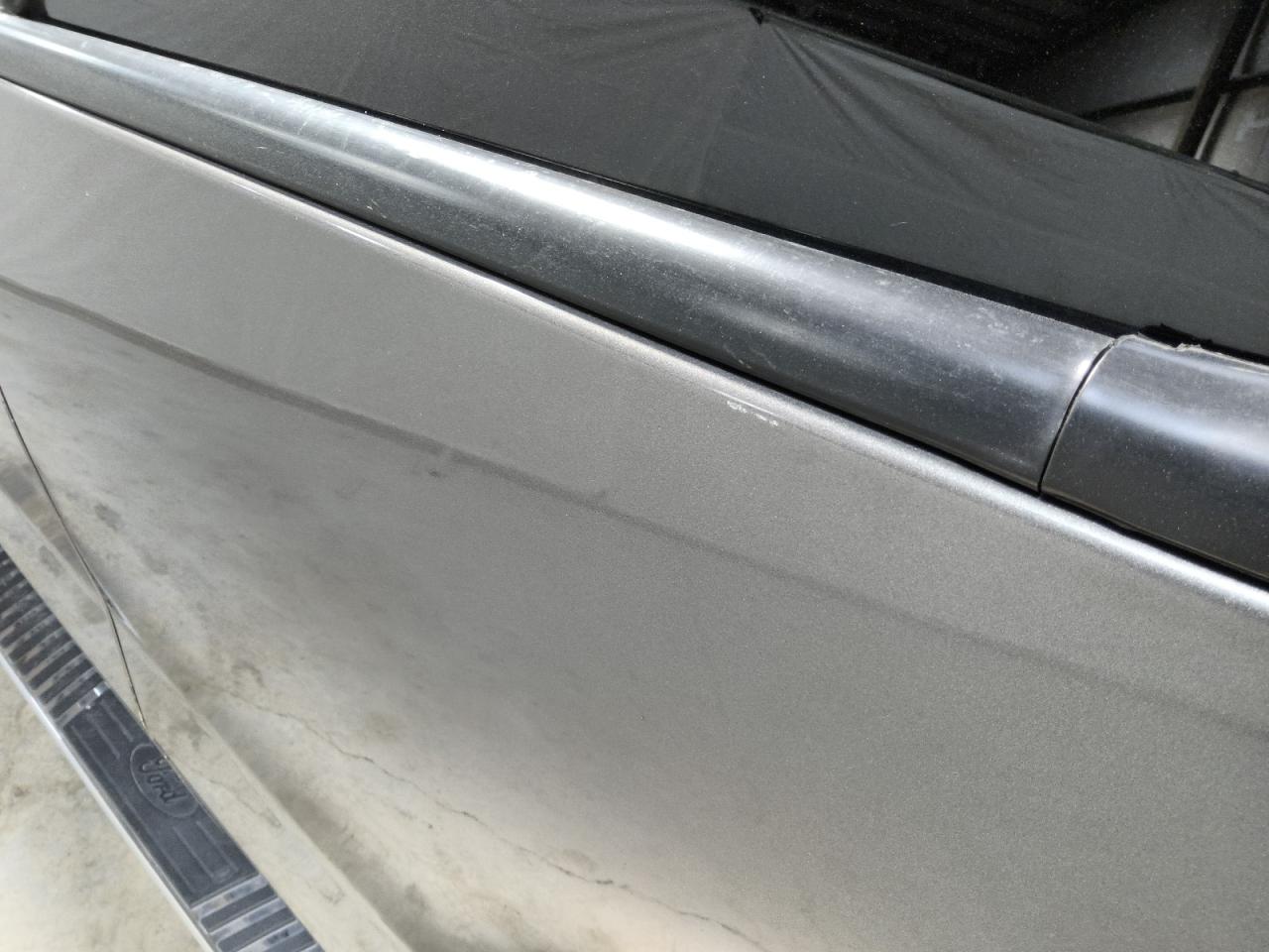 2014 Ford F150 Supercrew Gray vin: 1FTFW1CF4EKD42870 Damage: Left Rear Door, Heavy Scratch, 1 To 2 Inches