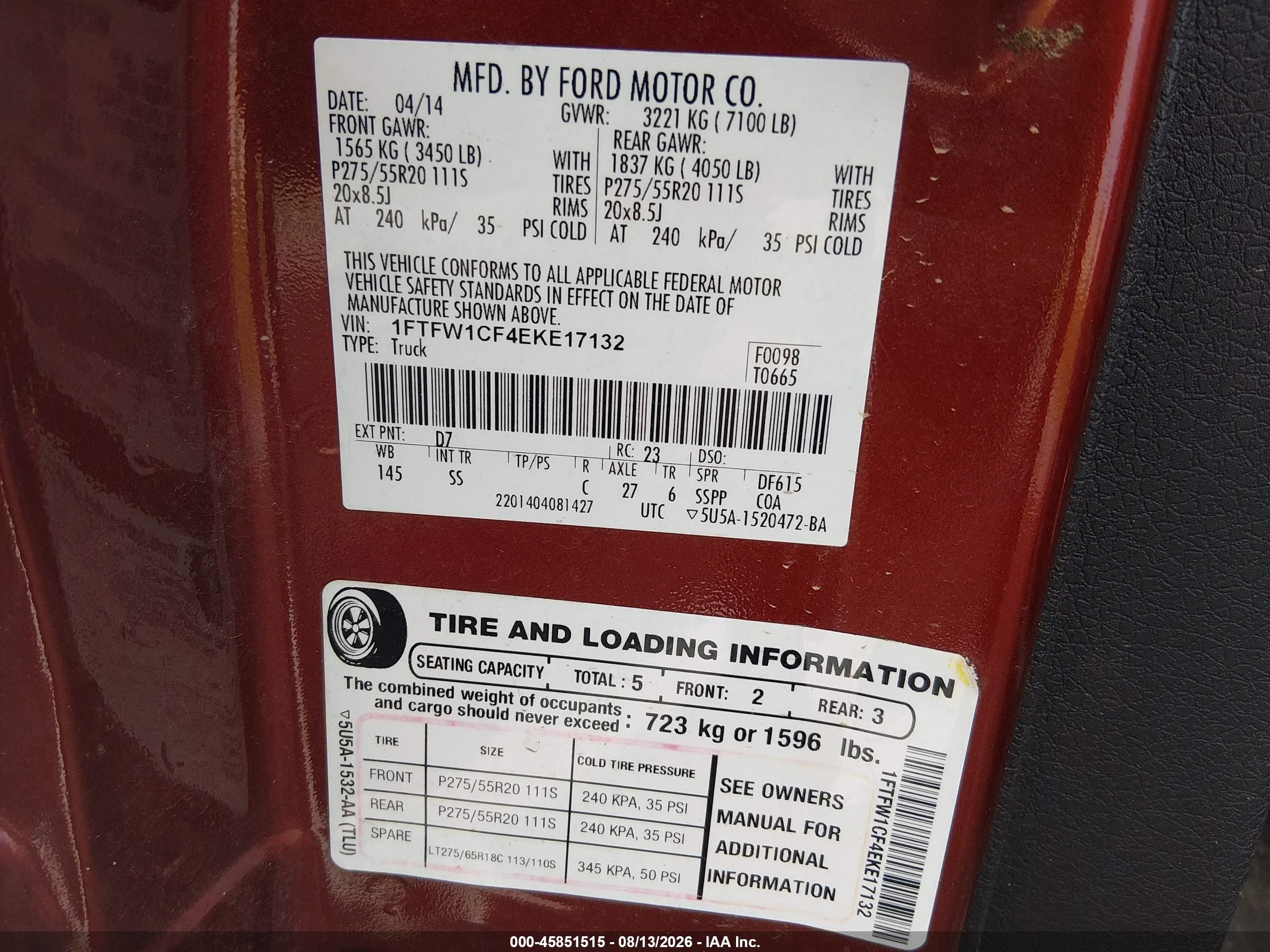 2014 Ford F-150 Stx Red vin: 1FTFW1CF4EKE17132