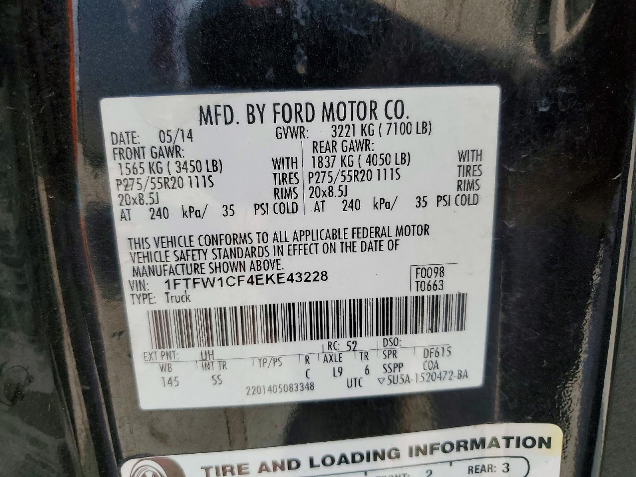 2014 Ford F150 Supercrew Black vin: 1FTFW1CF4EKE43228