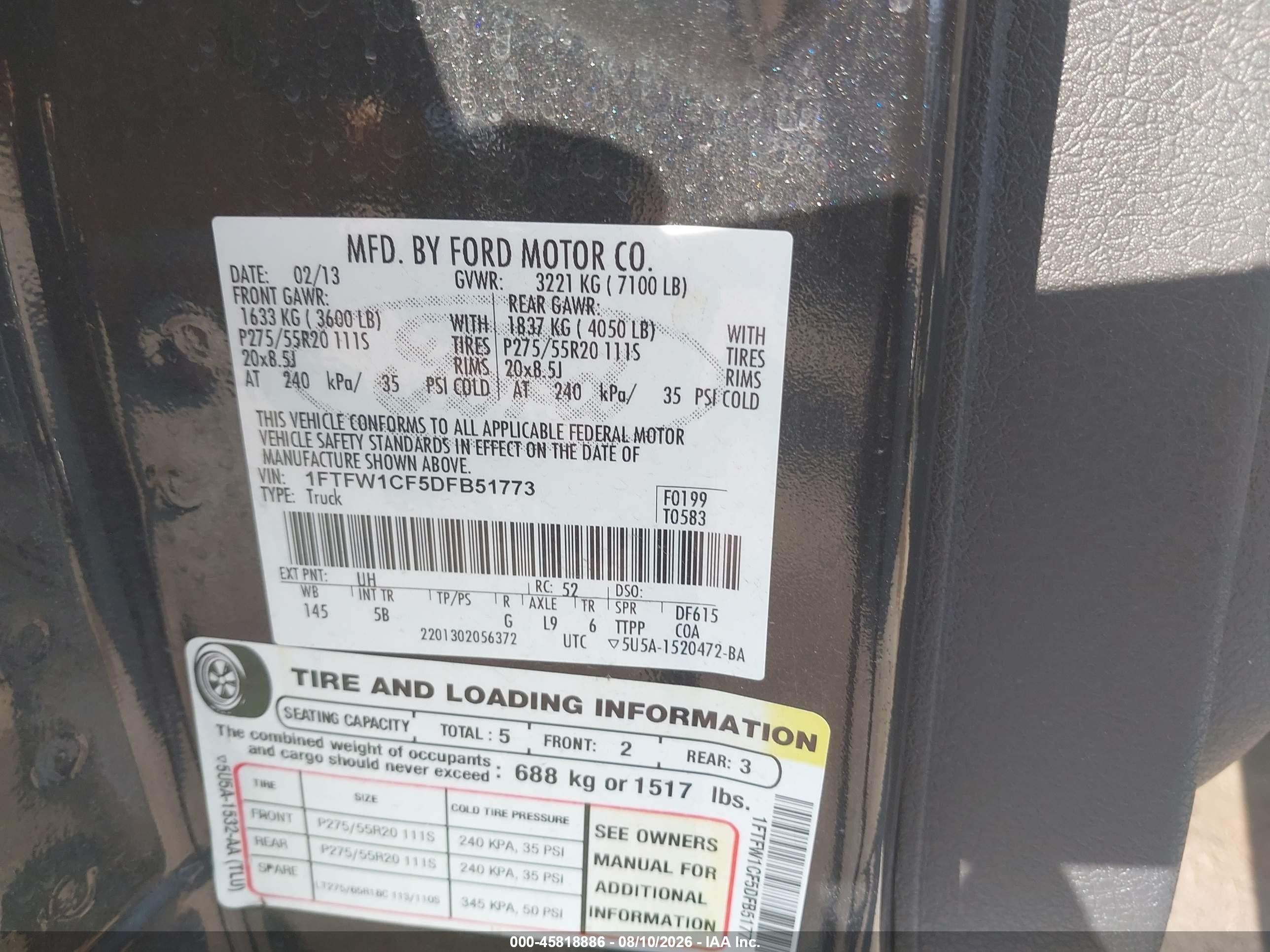 2013 Ford F-150 Fx2 Black vin: 1FTFW1CF5DFB51773