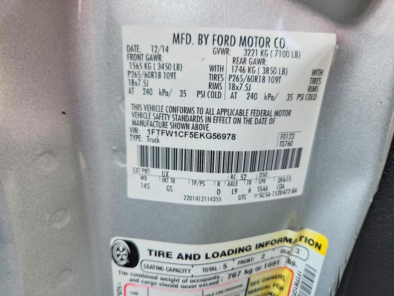 2014 Ford F150 Xlt Silver vin: 1FTFW1CF5EKG56978