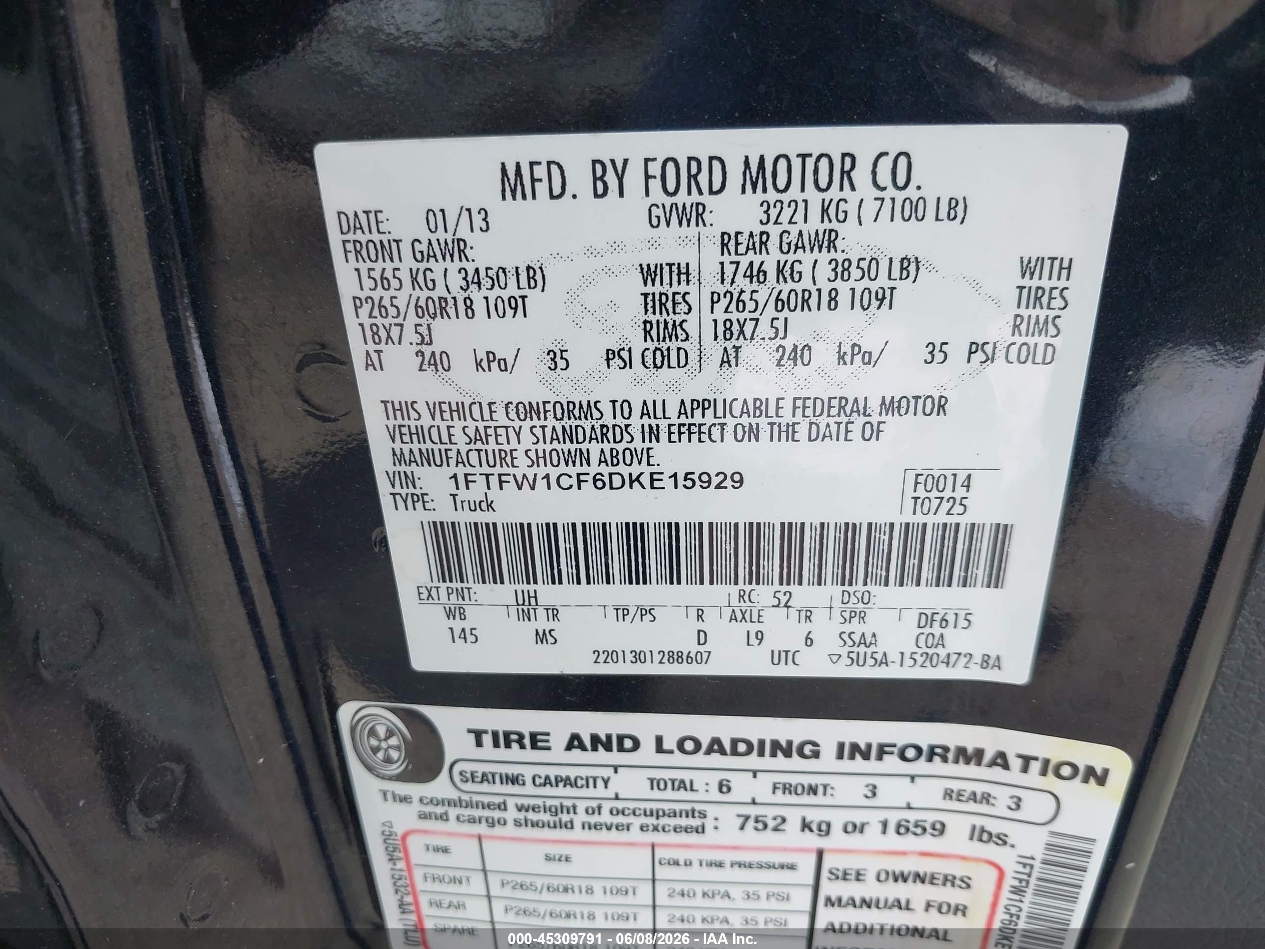 2013 Ford F-150 Xlt Черный vin: 1FTFW1CF6DKE15929