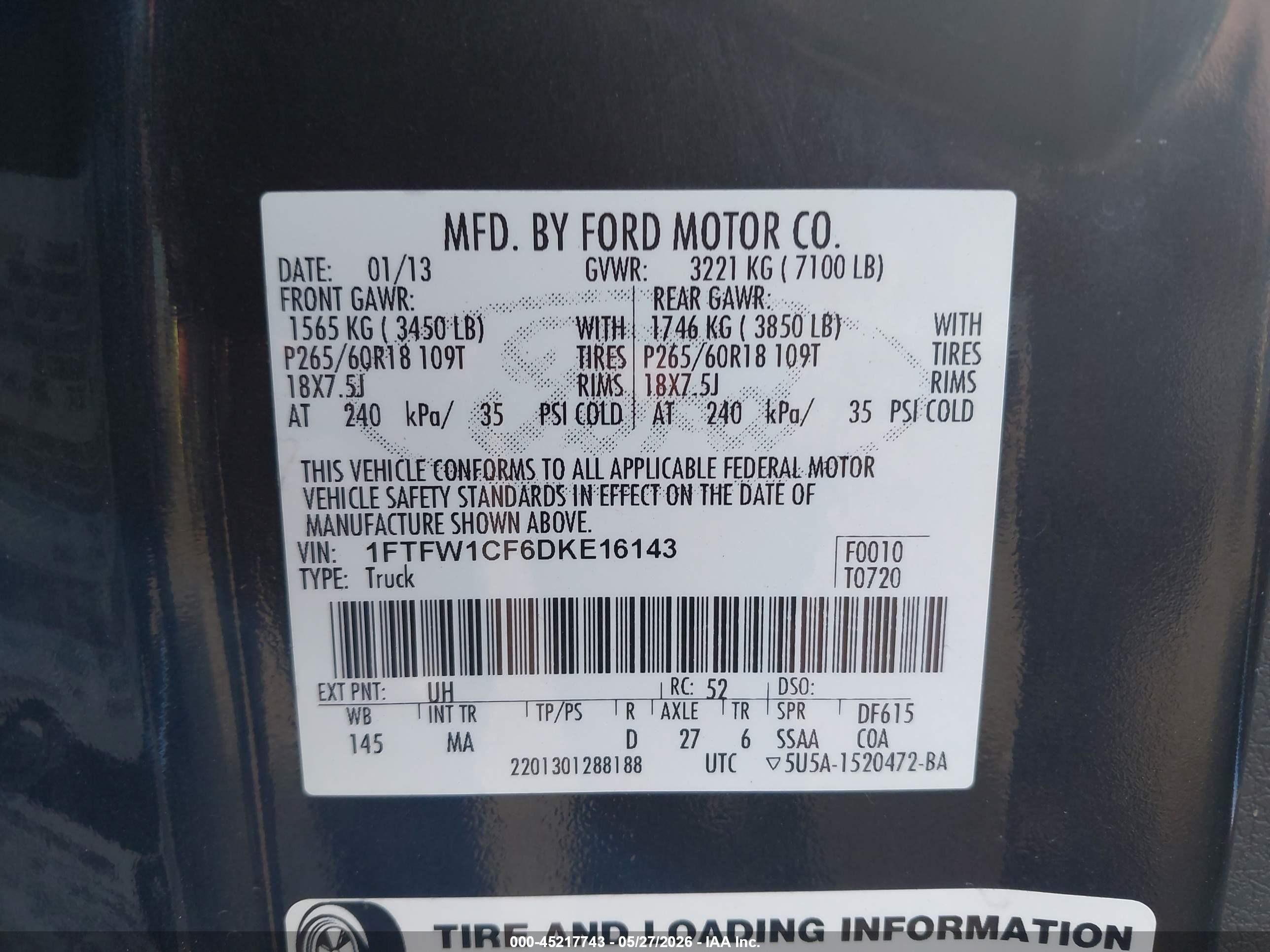2013 Ford F-150 Xlt Черный vin: 1FTFW1CF6DKE16143