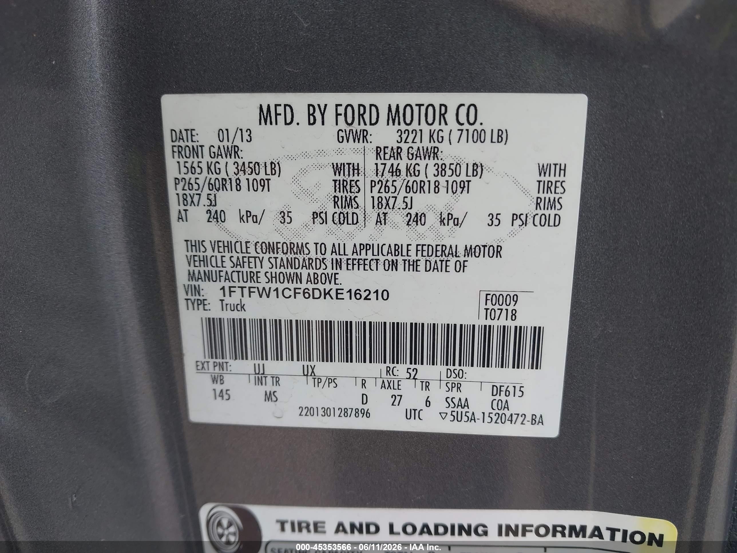 2013 Ford F-150 Xlt Gray vin: 1FTFW1CF6DKE16210