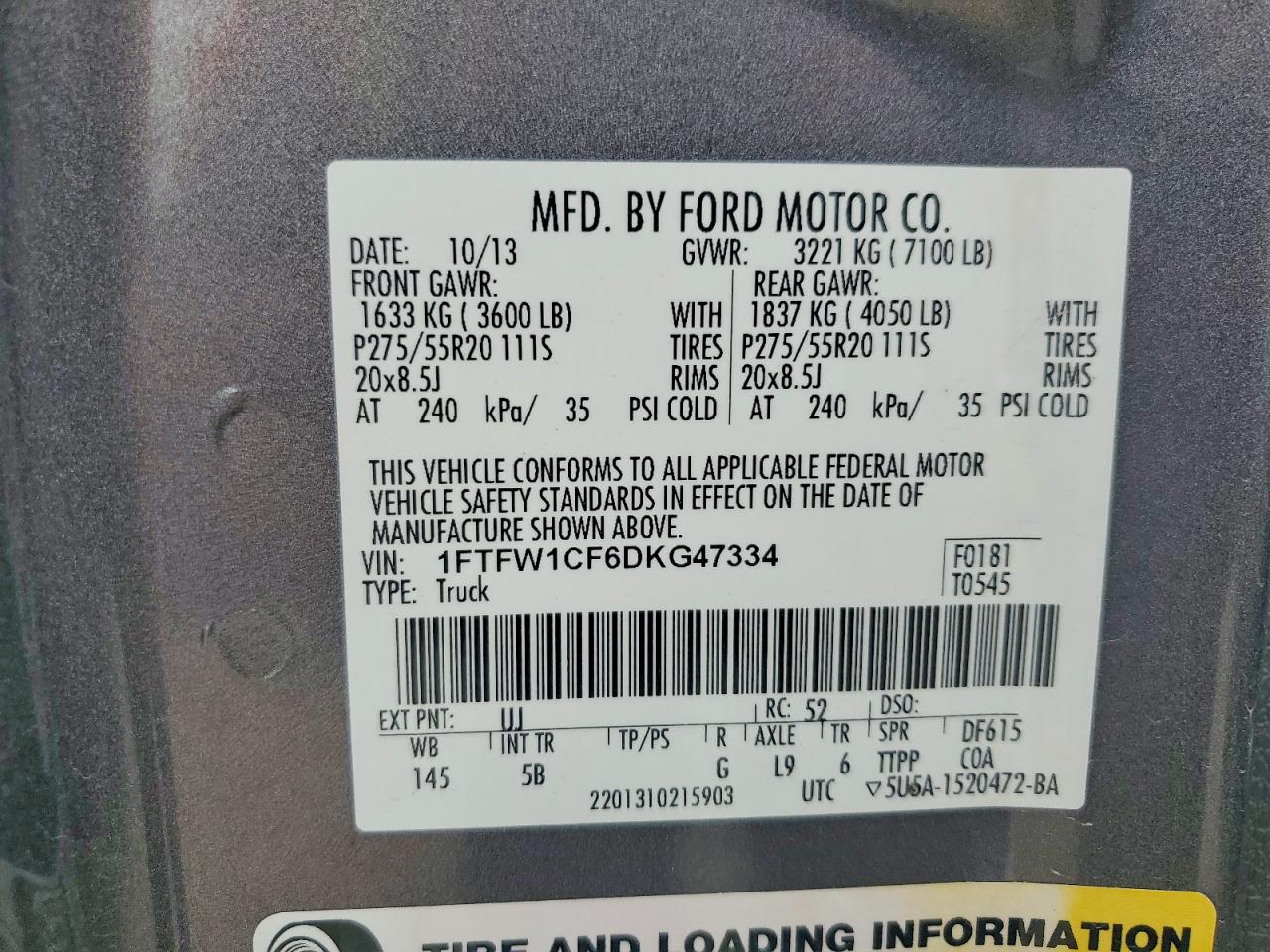 2013 Ford F150 Supercrew Gray vin: 1FTFW1CF6DKG47334