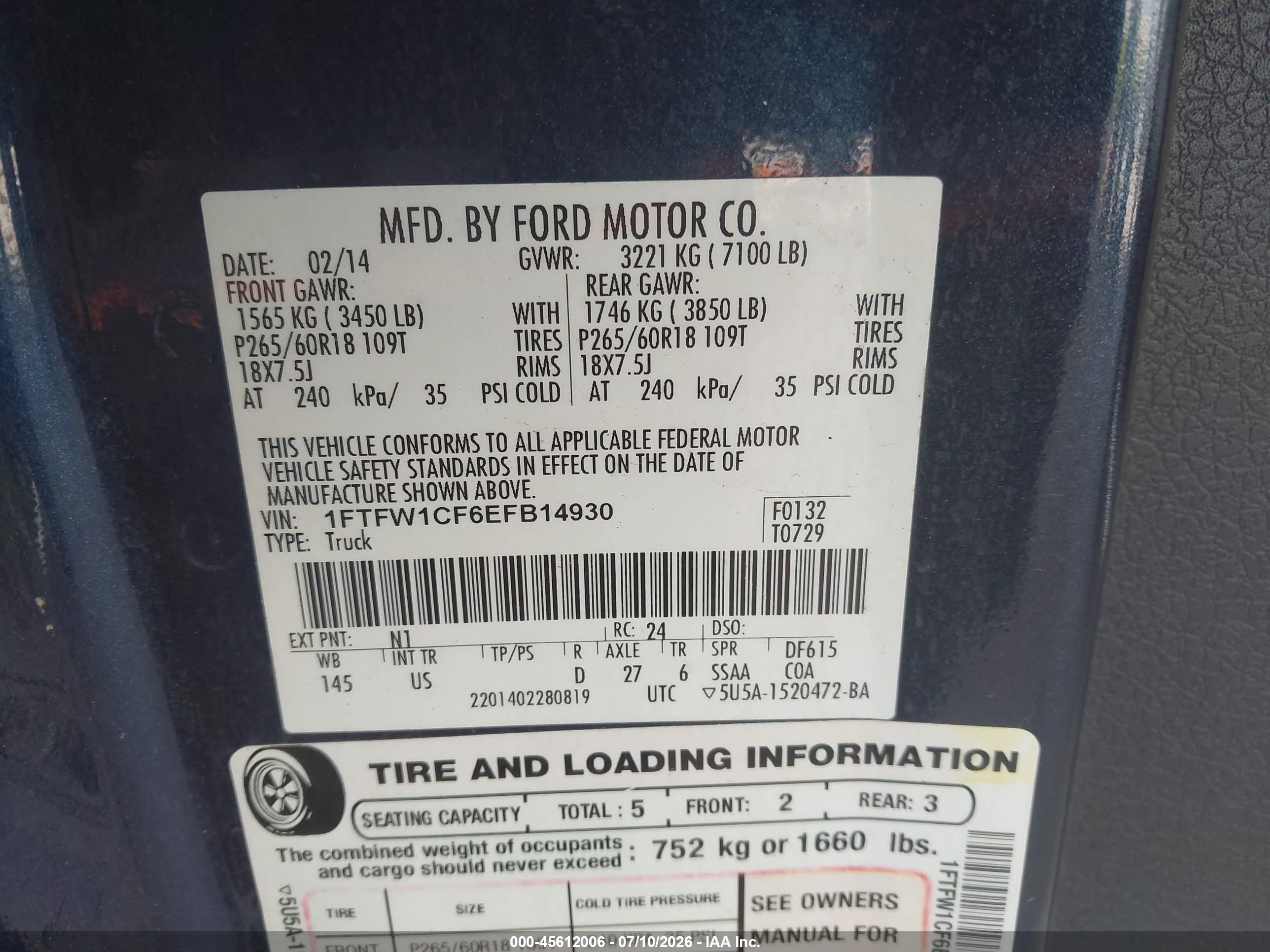 2014 Ford F-150 Xlt Синий vin: 1FTFW1CF6EFB14930