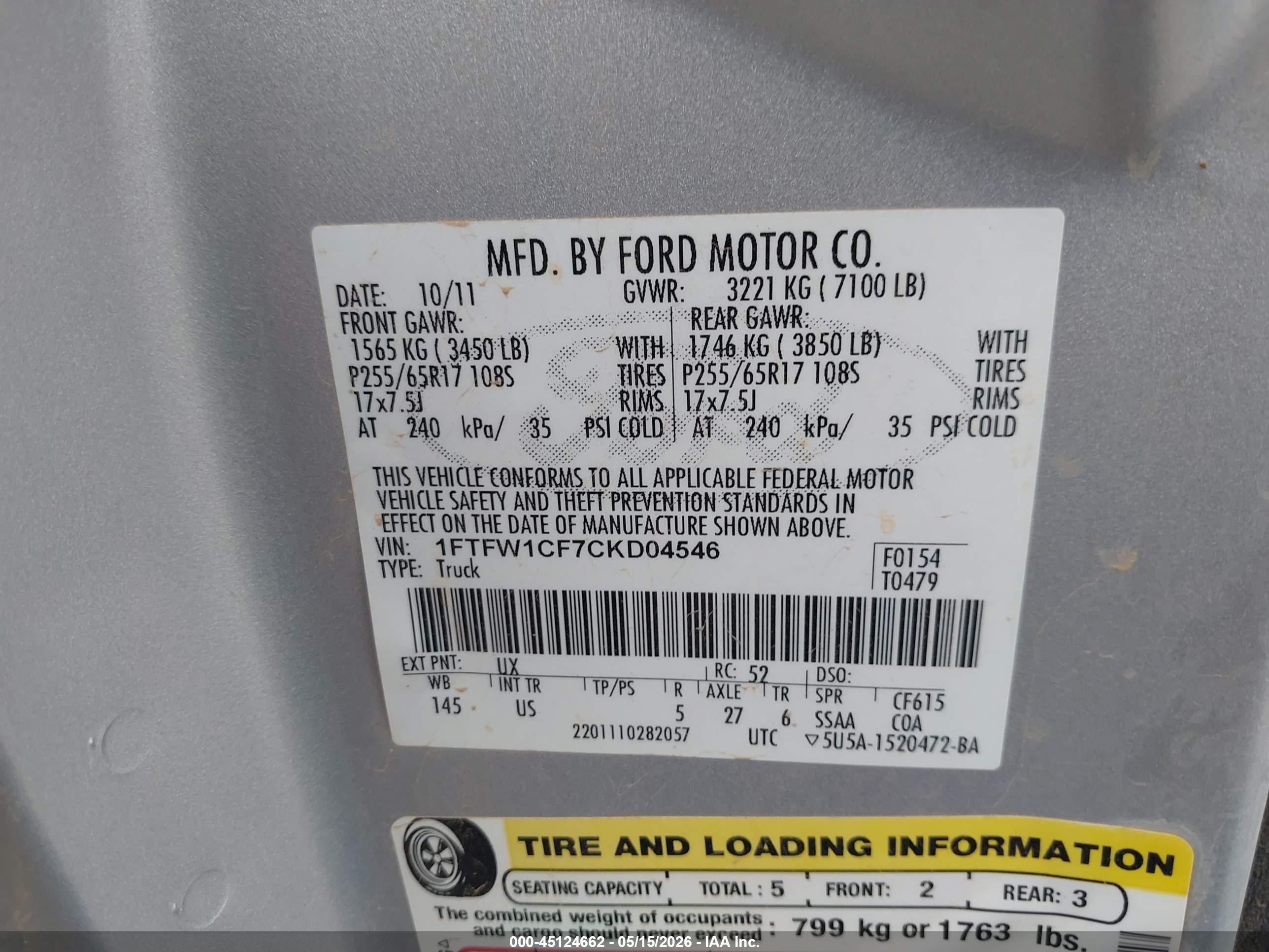 2012 Ford F-150 Xlt Silver vin: 1FTFW1CF7CKD04546