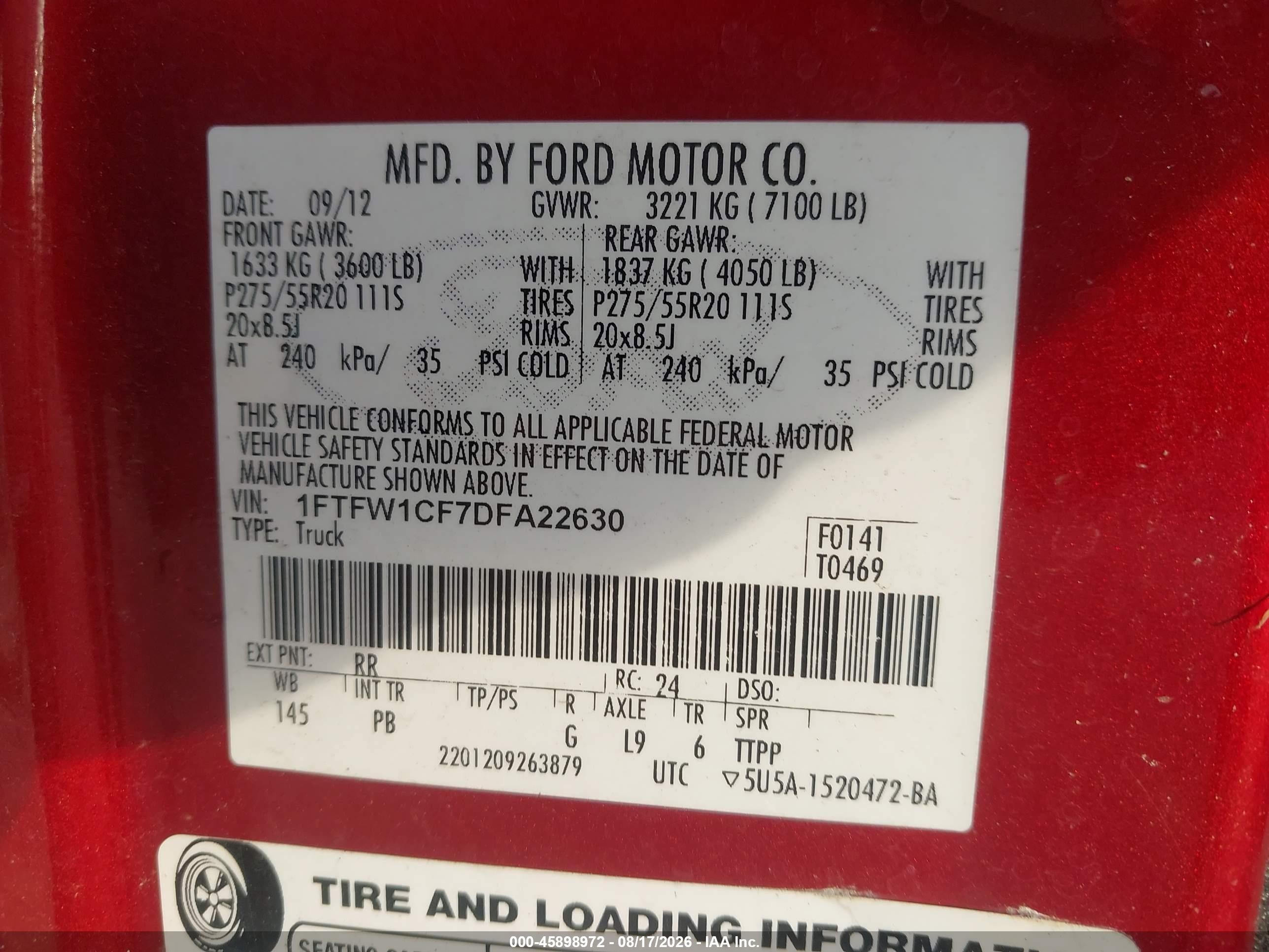 2013 Ford F-150 Platinum Red vin: 1FTFW1CF7DFA22630