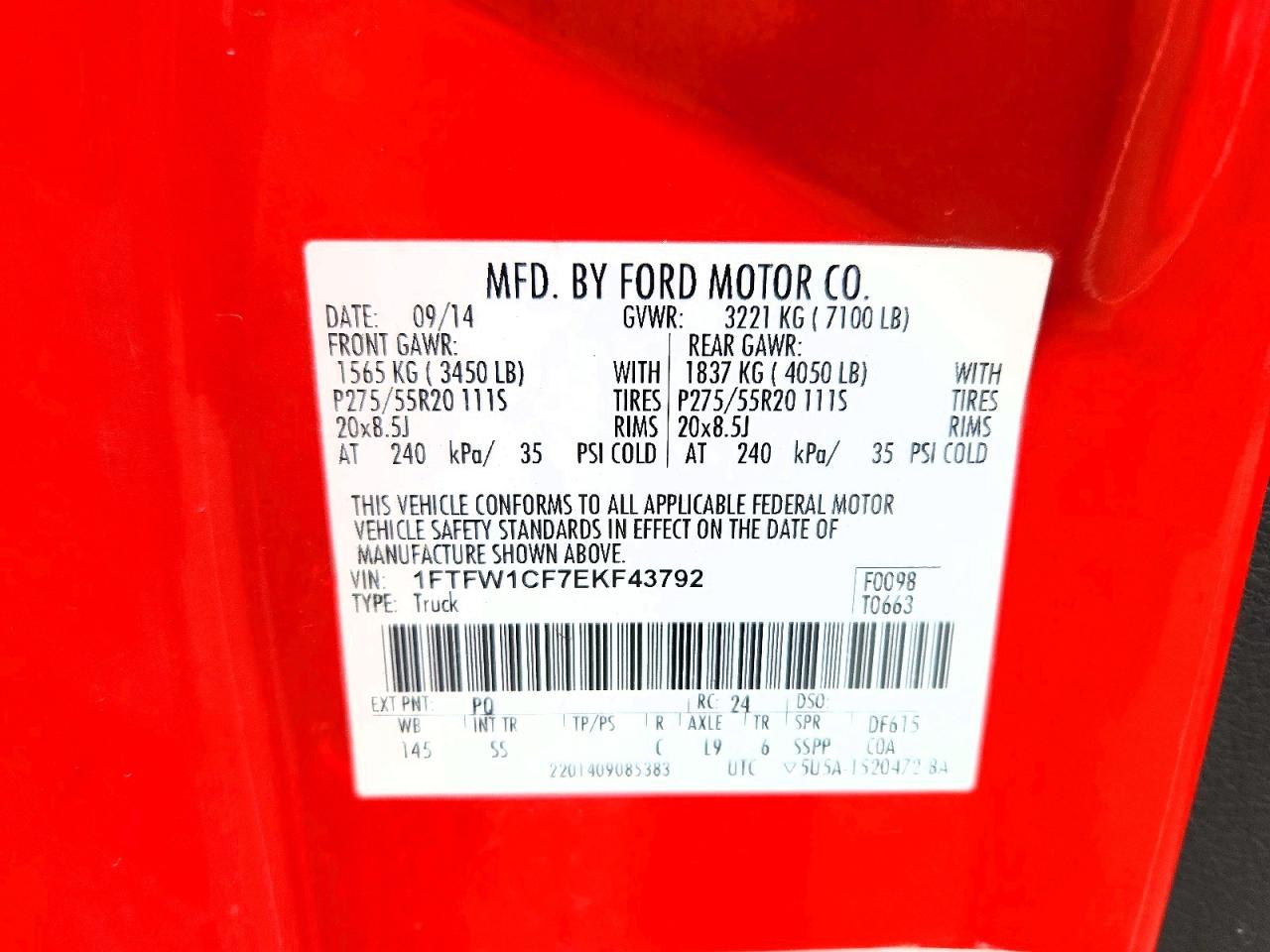 2014 Ford F150 Supercrew Red vin: 1FTFW1CF7EKF43792