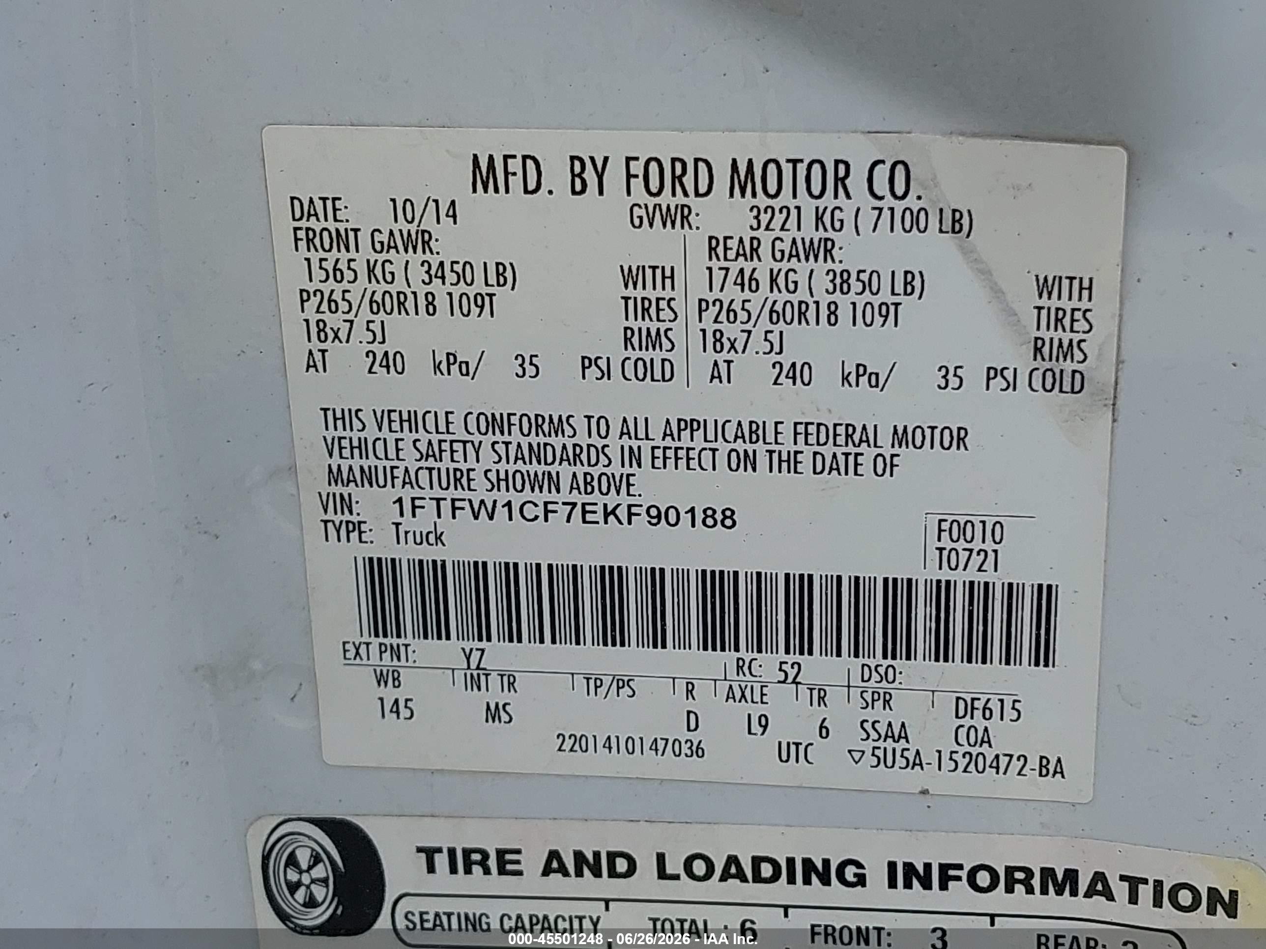 2014 Ford F-150 Xlt White vin: 1FTFW1CF7EKF90188