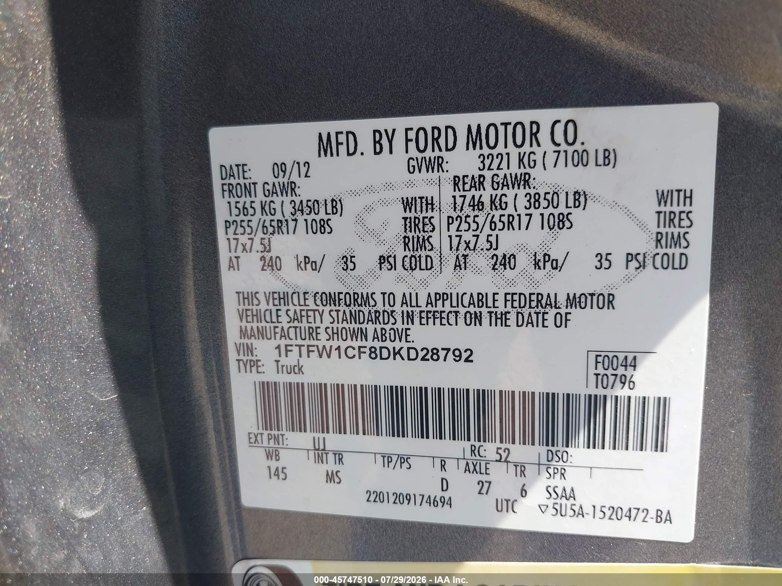 2013 Ford F-150 Xlt Серый vin: 1FTFW1CF8DKD28792