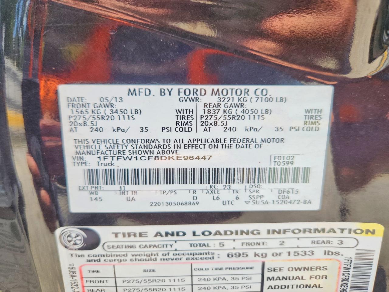 2013 Ford F150 Supercrew Black vin: 1FTFW1CF8DKE96447