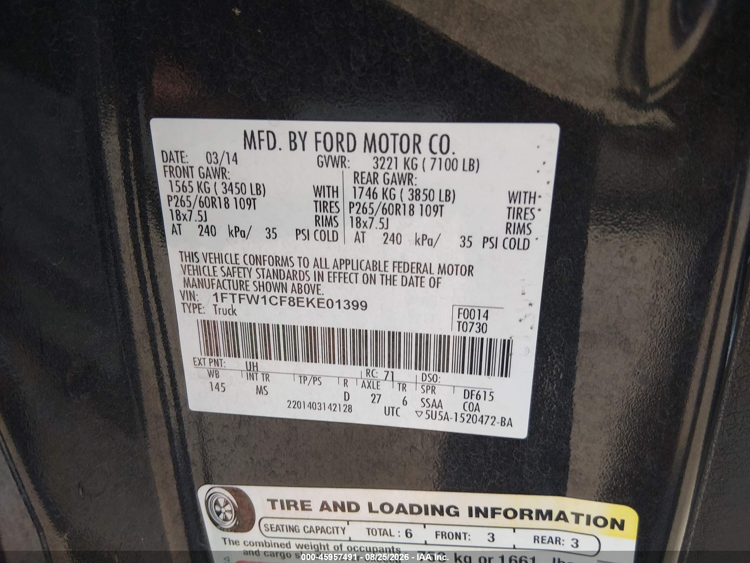 2014 Ford F-150 Xlt Black vin: 1FTFW1CF8EKE01399