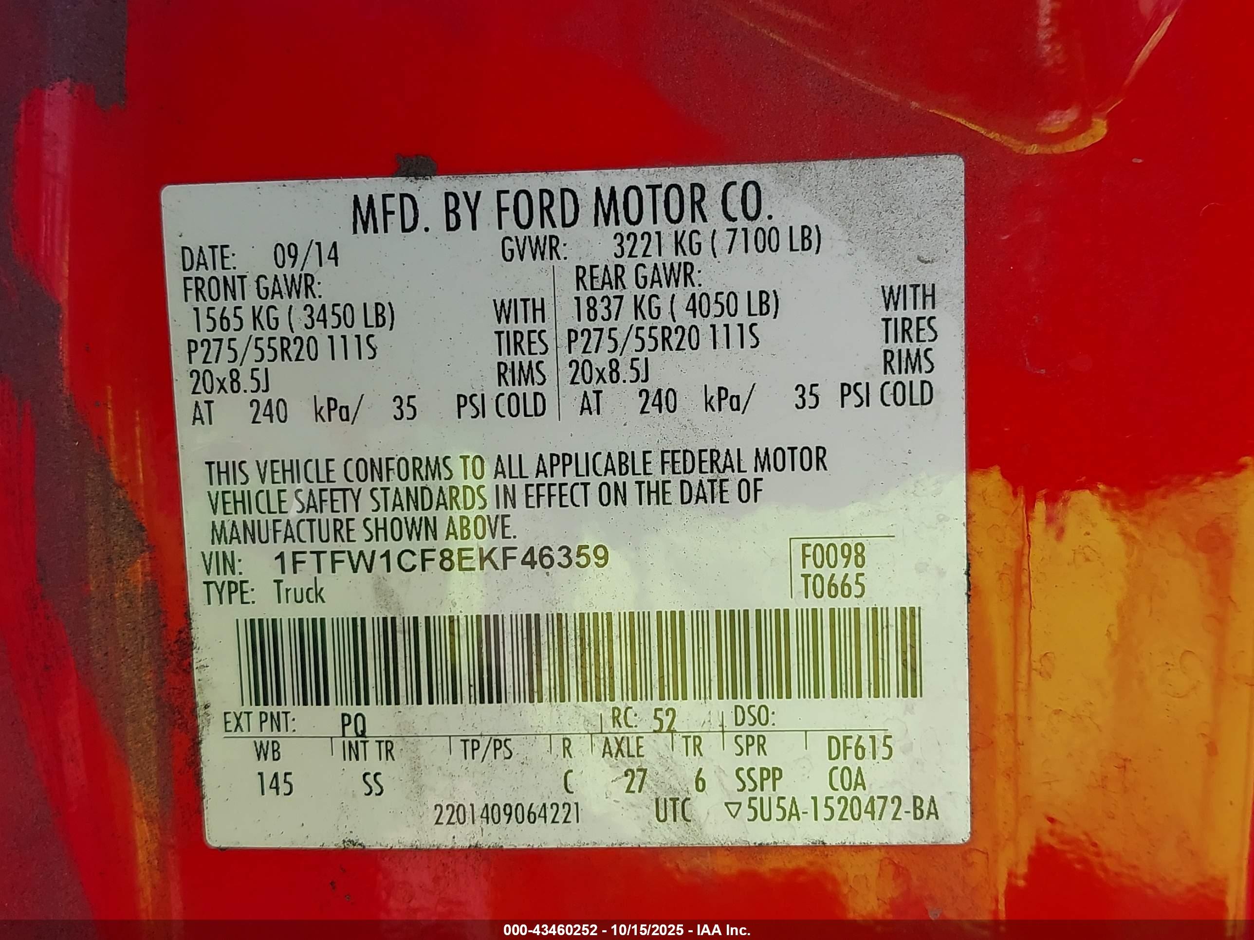 2014 Ford F-150 Stx Red vin: 1FTFW1CF8EKF46359