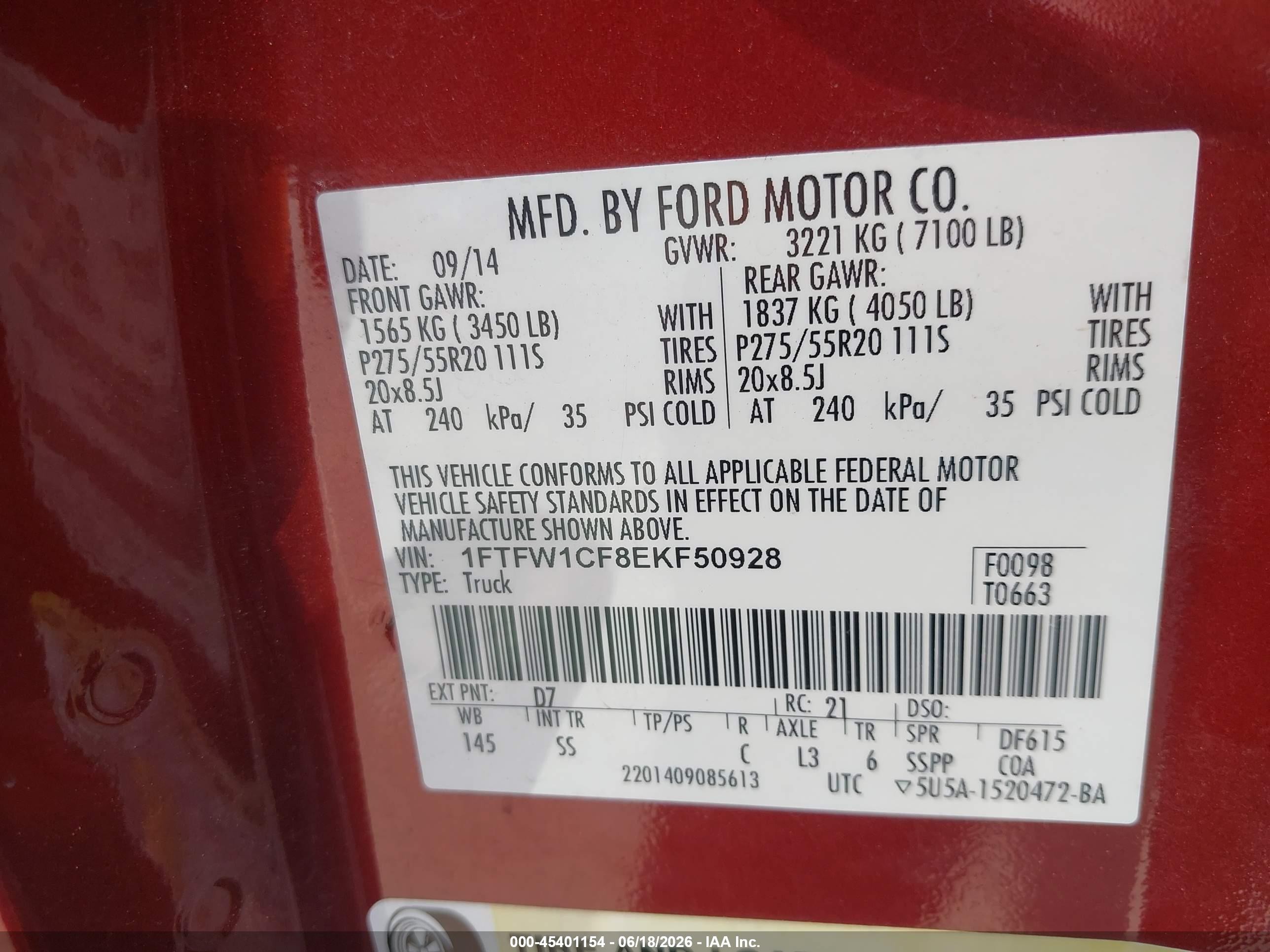 2014 Ford F-150 Stx Maroon vin: 1FTFW1CF8EKF50928