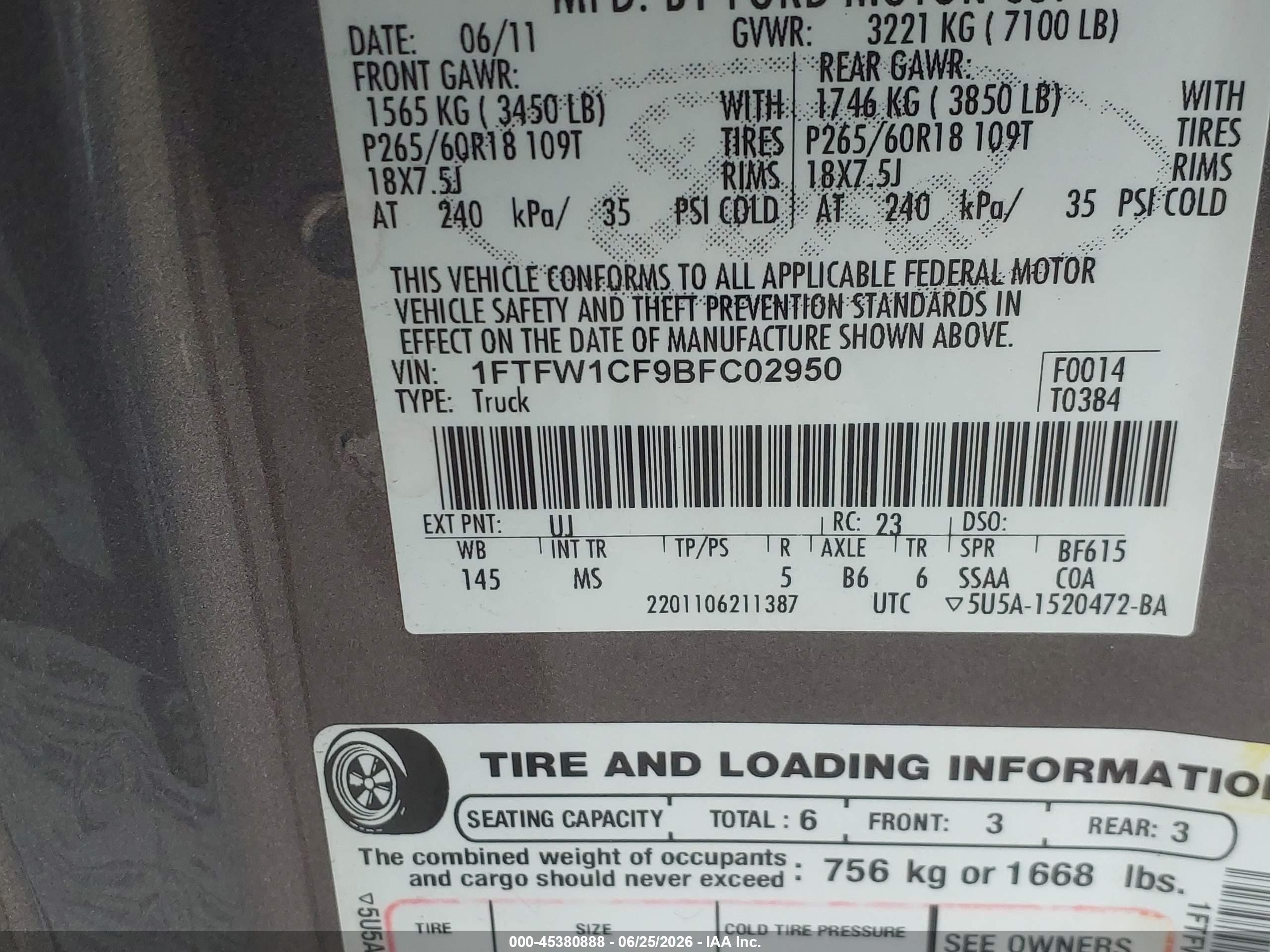 2011 Ford F-150 Xlt Gray vin: 1FTFW1CF9BFC02950