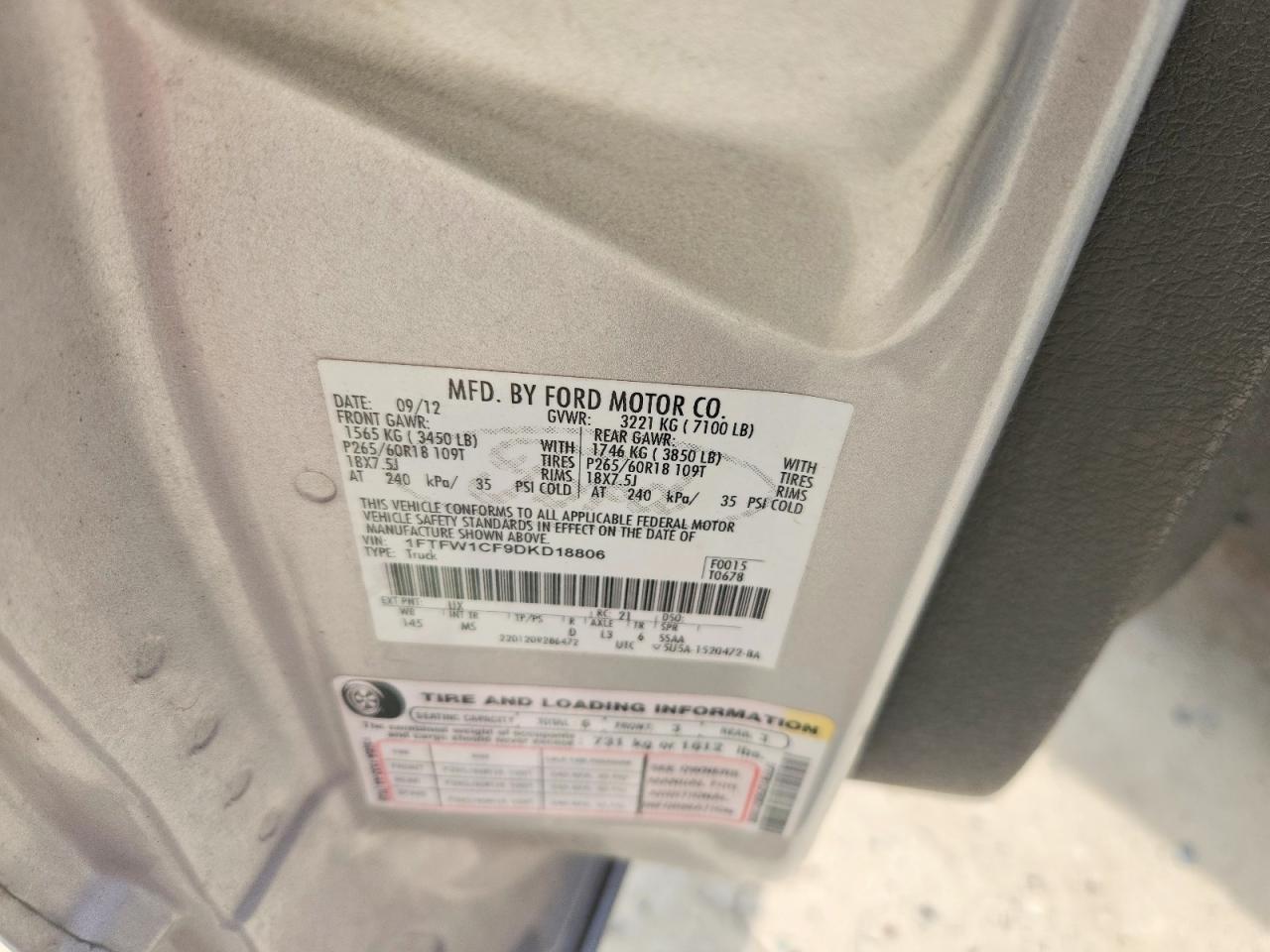 2013 Ford F150 Supercrew Silver vin: 1FTFW1CF9DKD18806