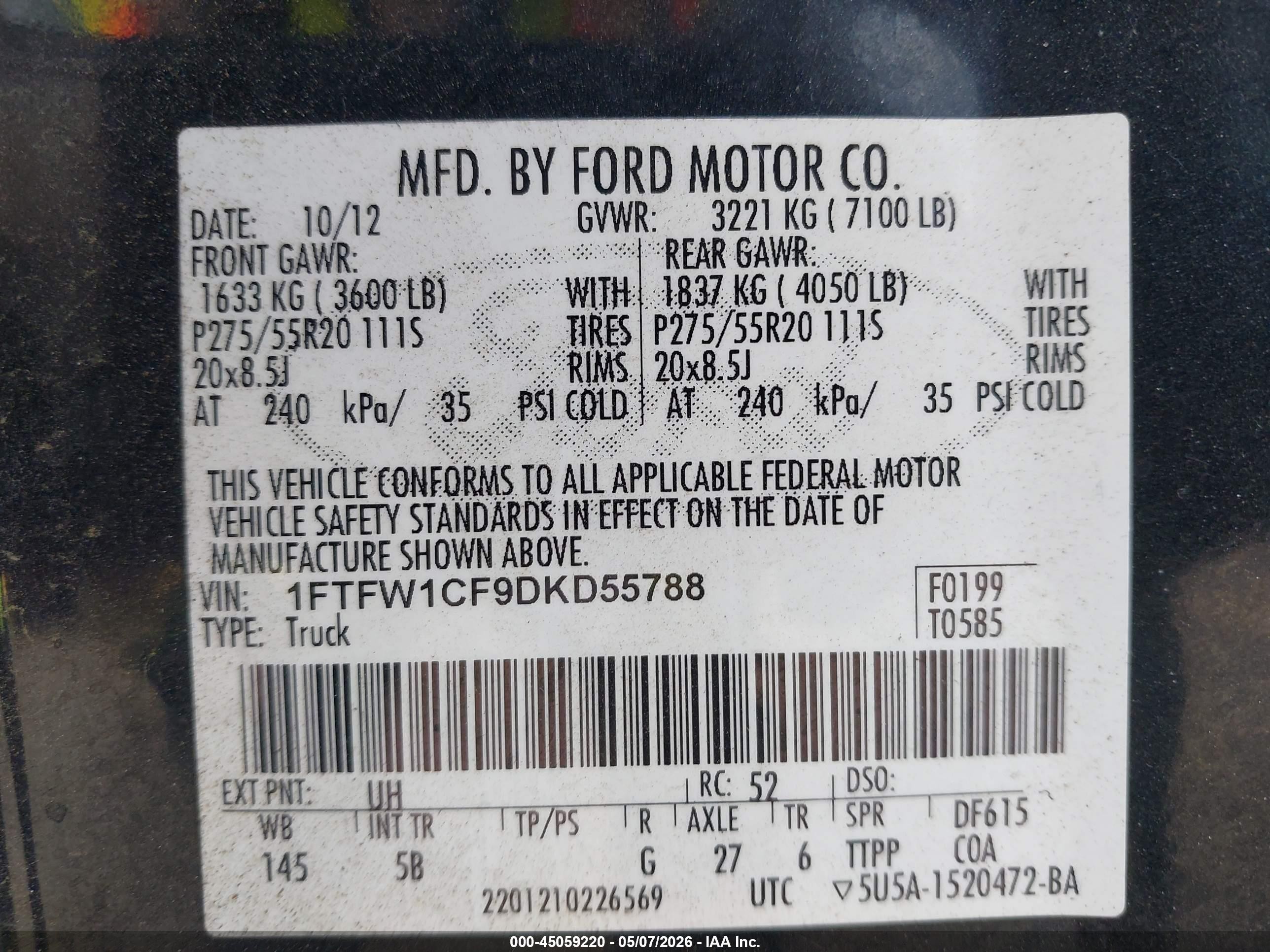 2013 Ford F-150 Fx2 Black vin: 1FTFW1CF9DKD55788