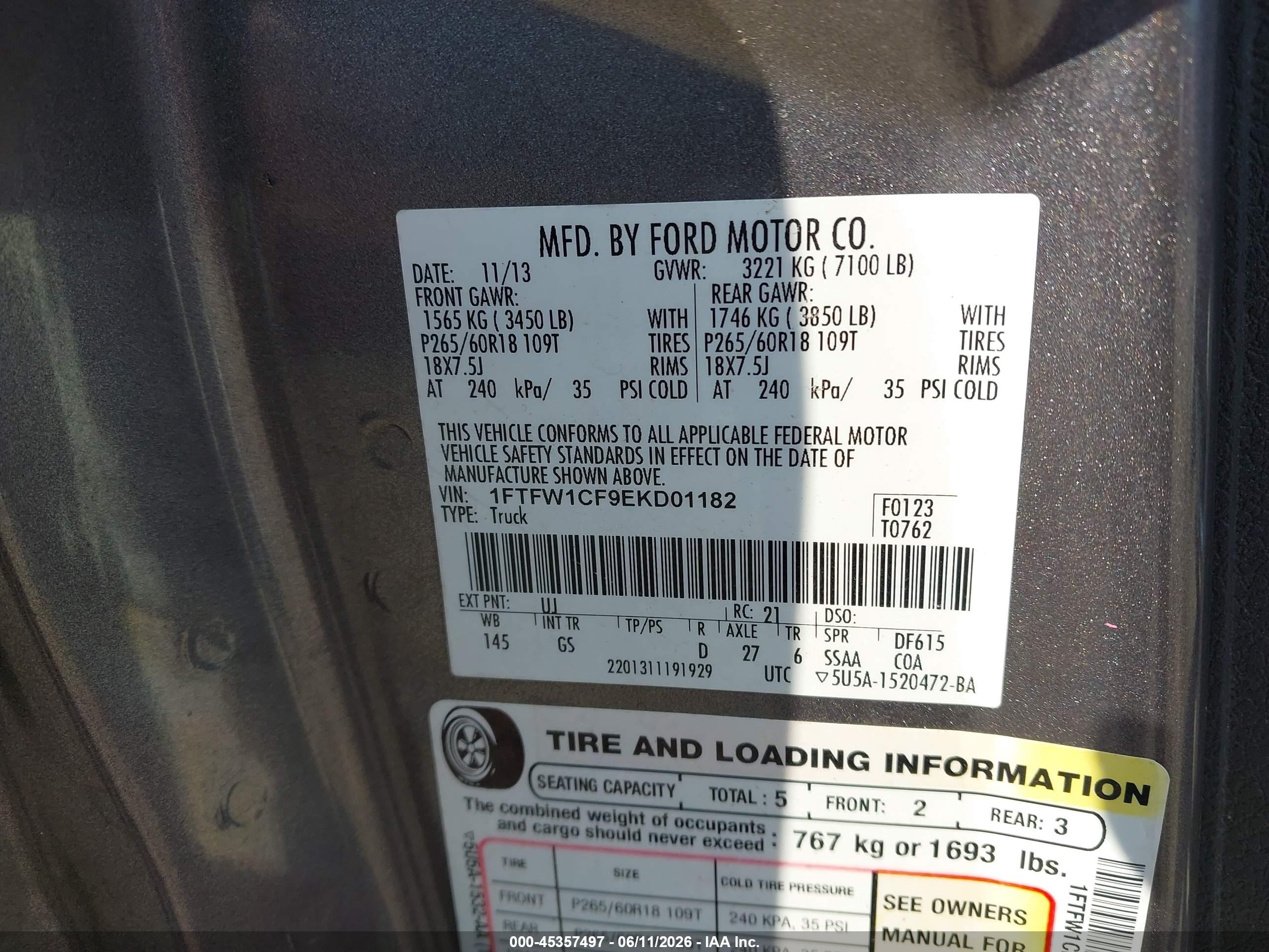 2014 Ford F-150 Xlt Gray vin: 1FTFW1CF9EKD01182