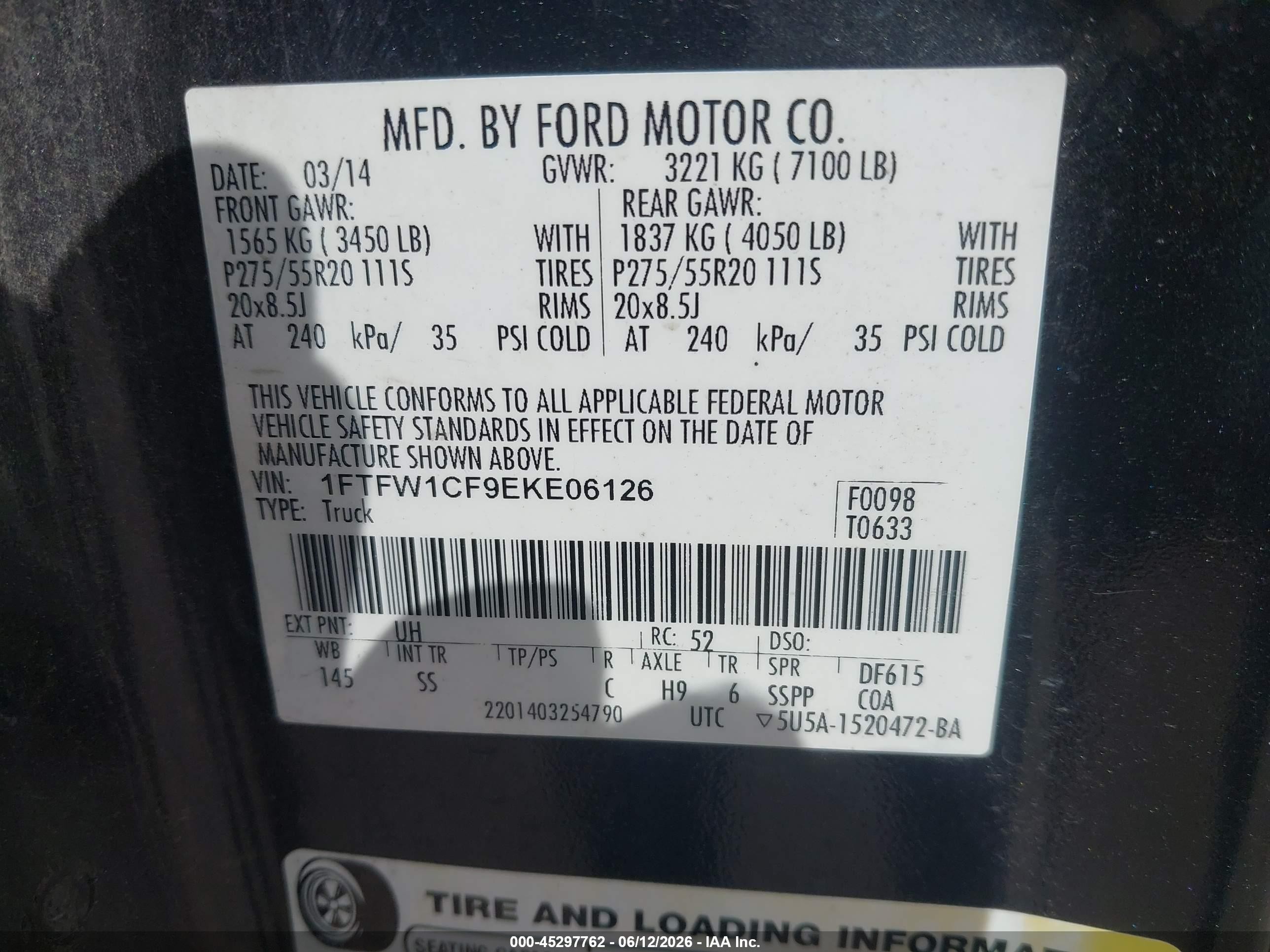 2014 Ford F-150 Stx Black vin: 1FTFW1CF9EKE06126