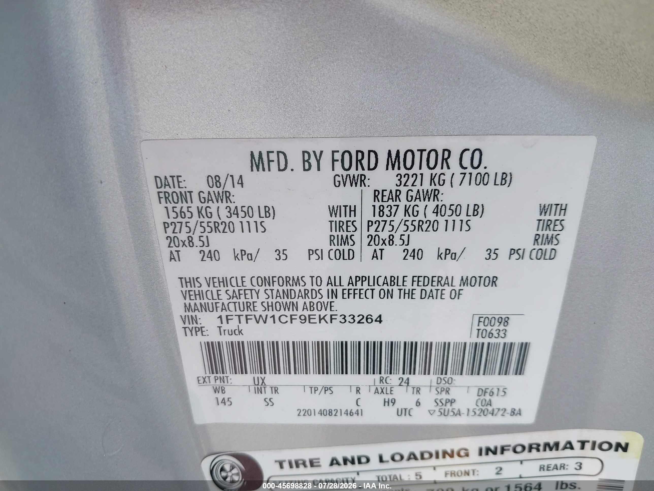 2014 Ford F-150 Stx Silver vin: 1FTFW1CF9EKF33264