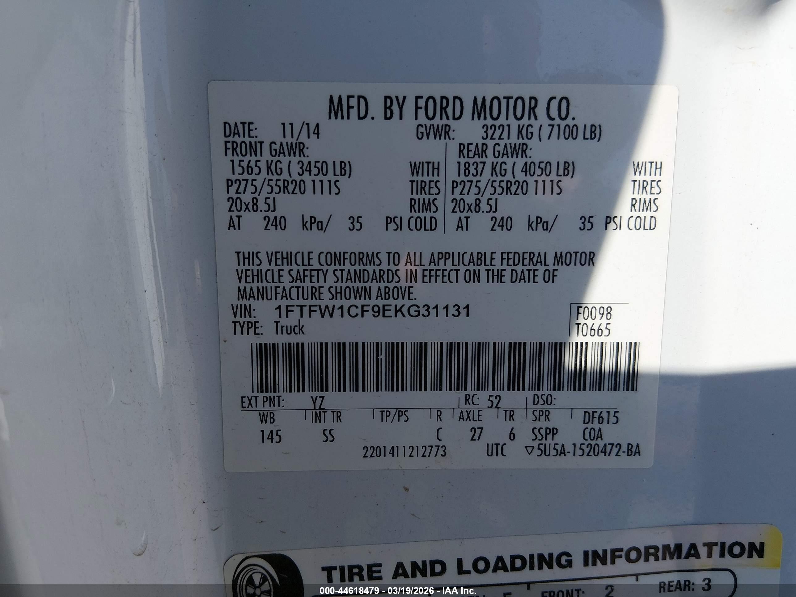 2014 Ford F-150 Stx White vin: 1FTFW1CF9EKG31131