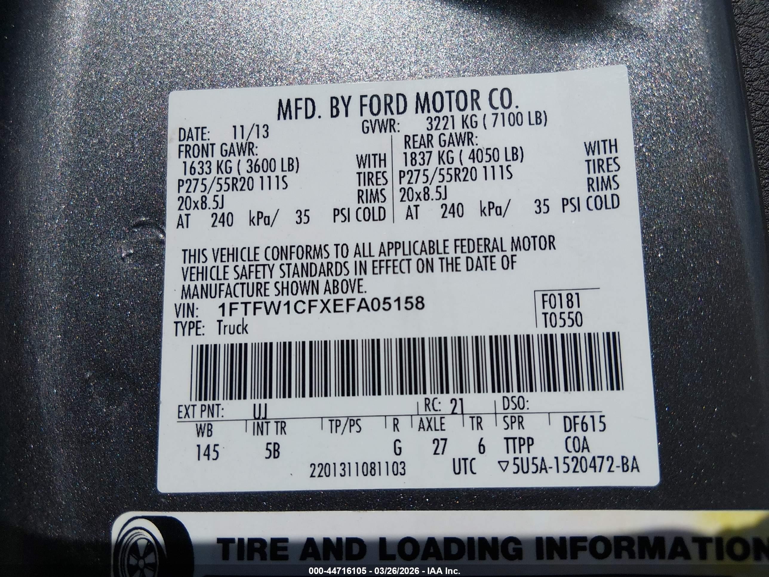 2014 Ford F-150 Fx2 Gray vin: 1FTFW1CFXEFA05158