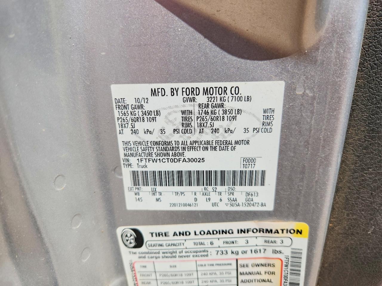 2013 Ford F150 Supercrew Silver vin: 1FTFW1CT0DFA30025