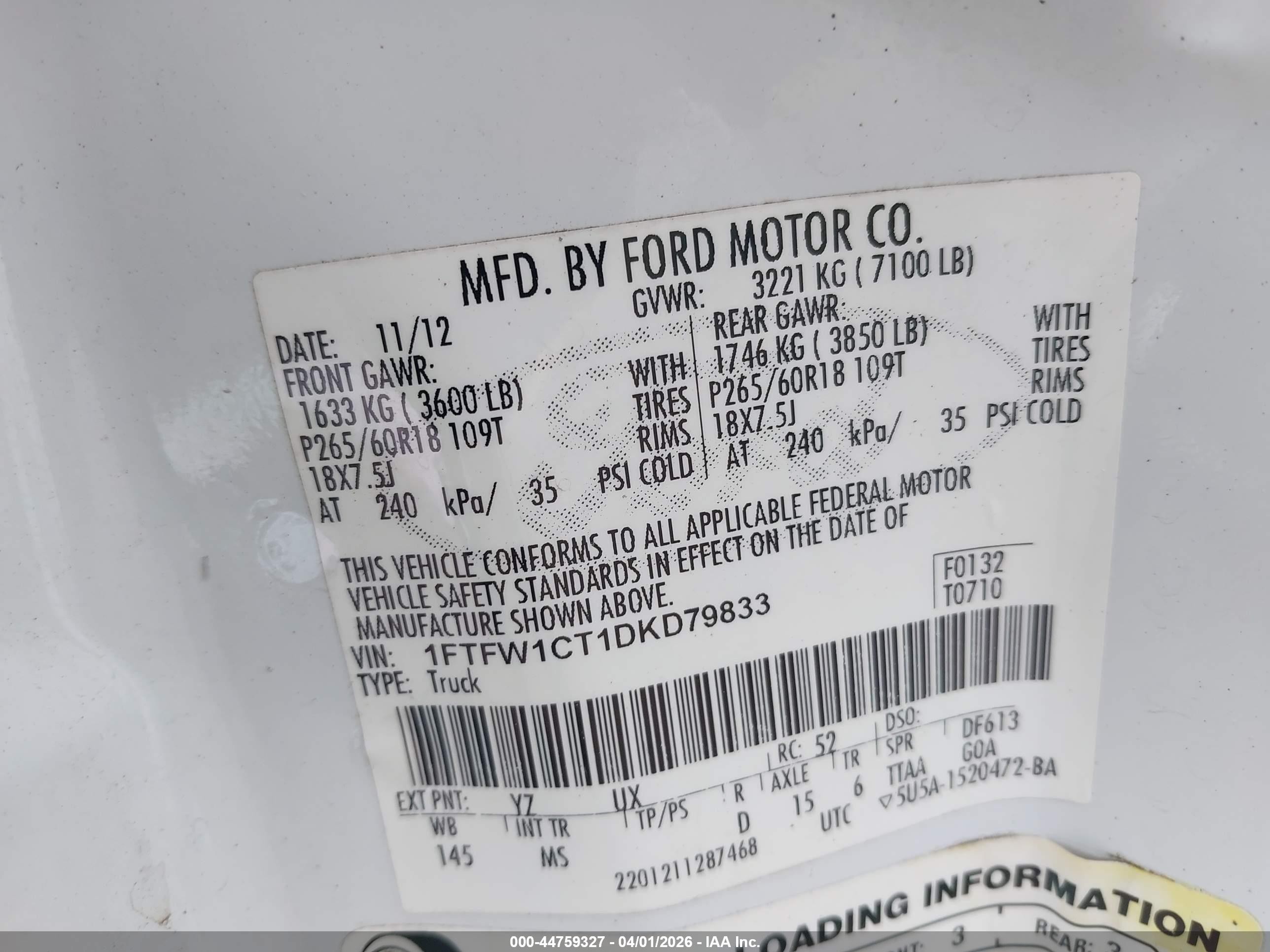 2013 Ford F-150 Xlt White vin: 1FTFW1CT1DKD79833