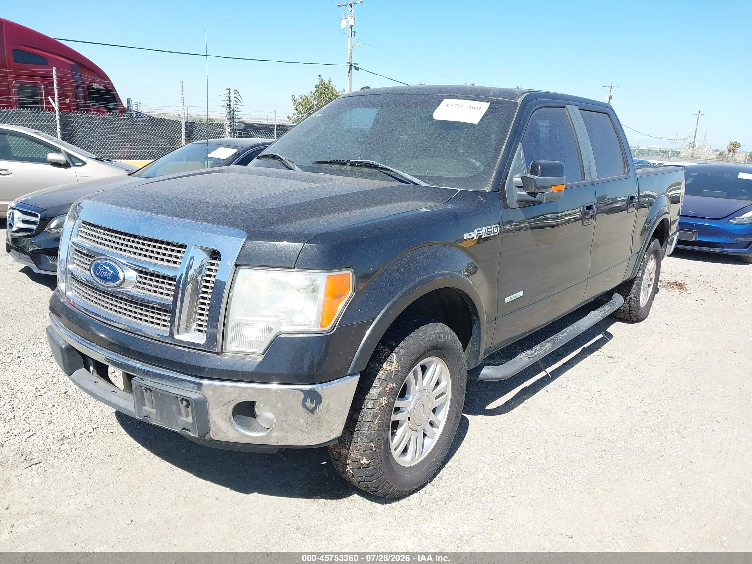 2012 Ford F-150 Lariat Black vin: 1FTFW1CT3CFA05537